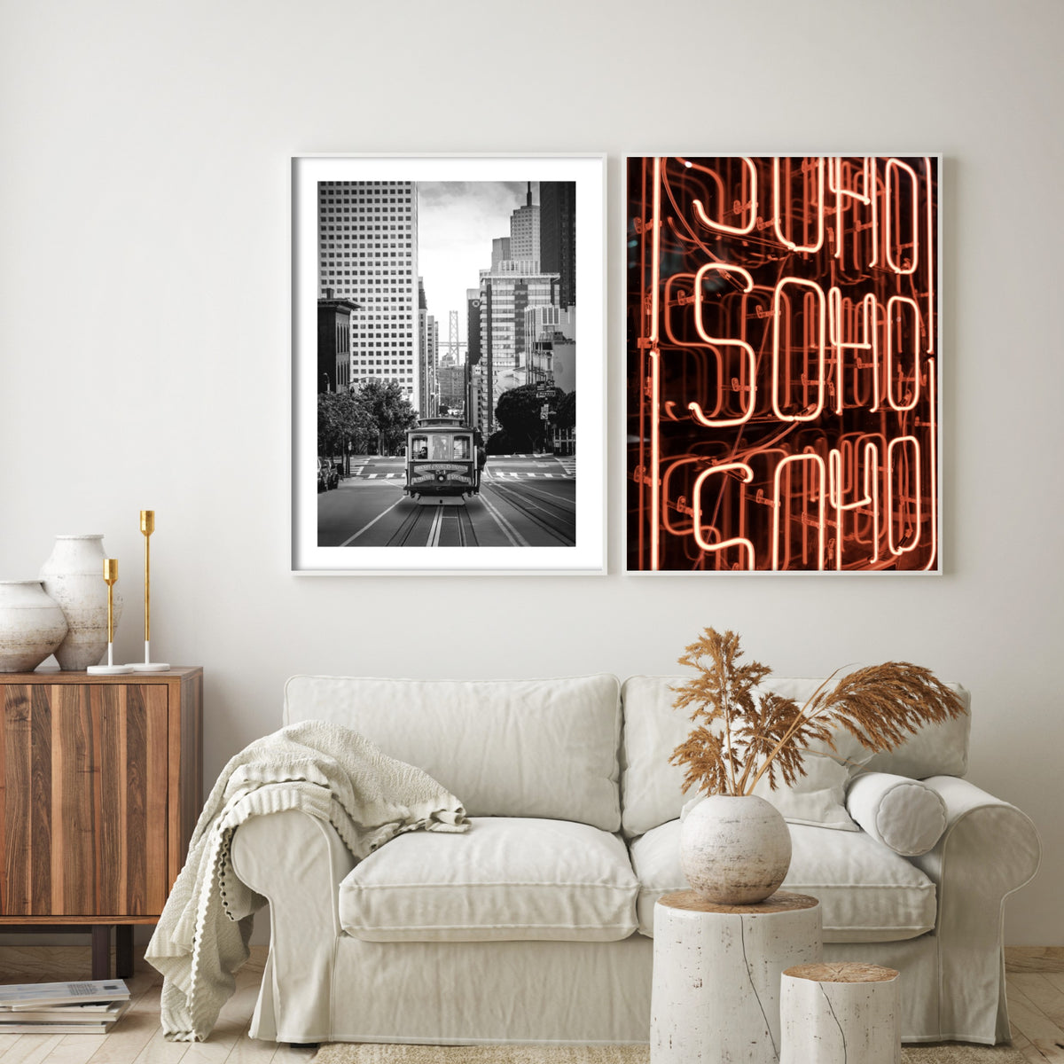 | And Slay – San Print My Photography Black Francisco Poster Retro White Cable Car