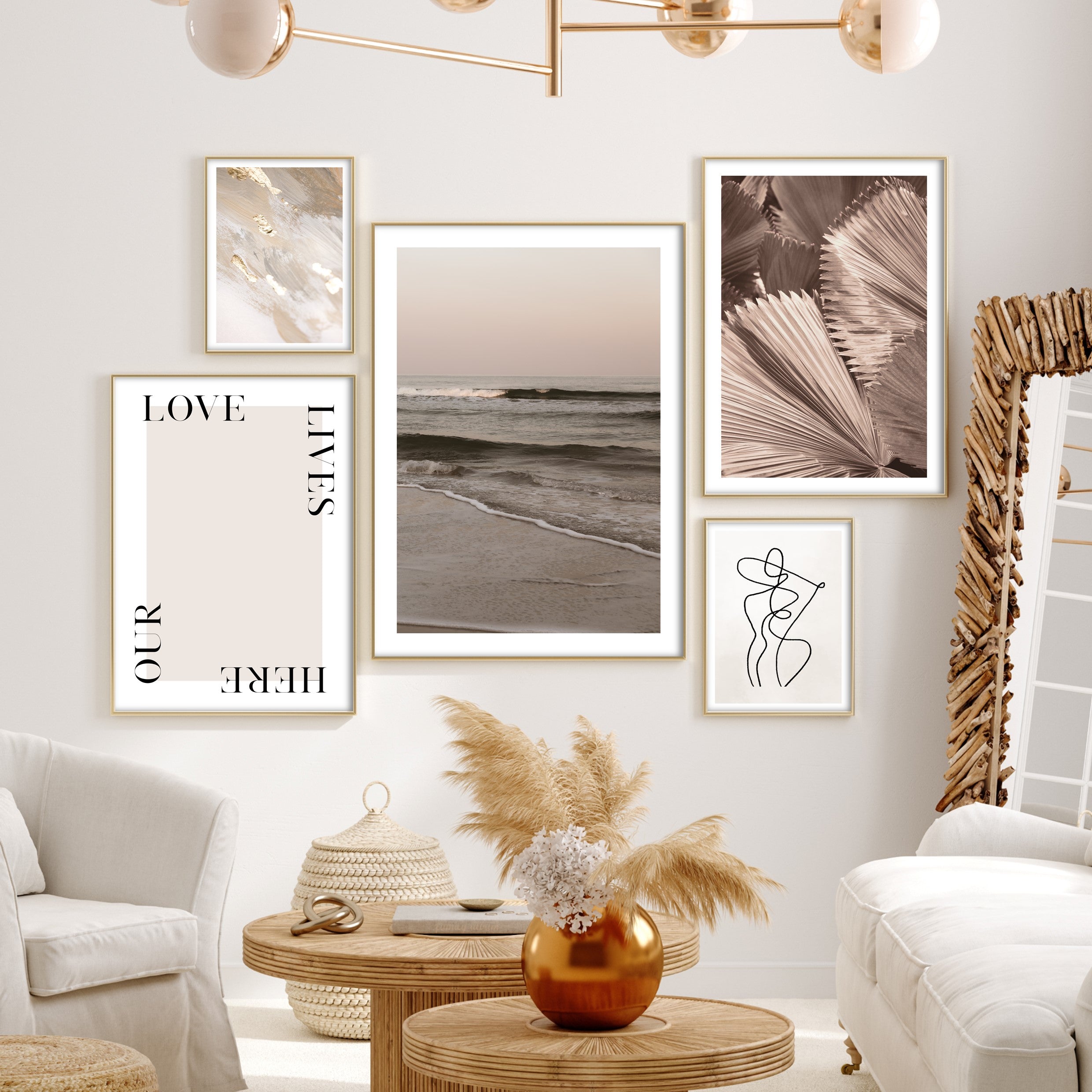 beige wall art in a scandinavian style home