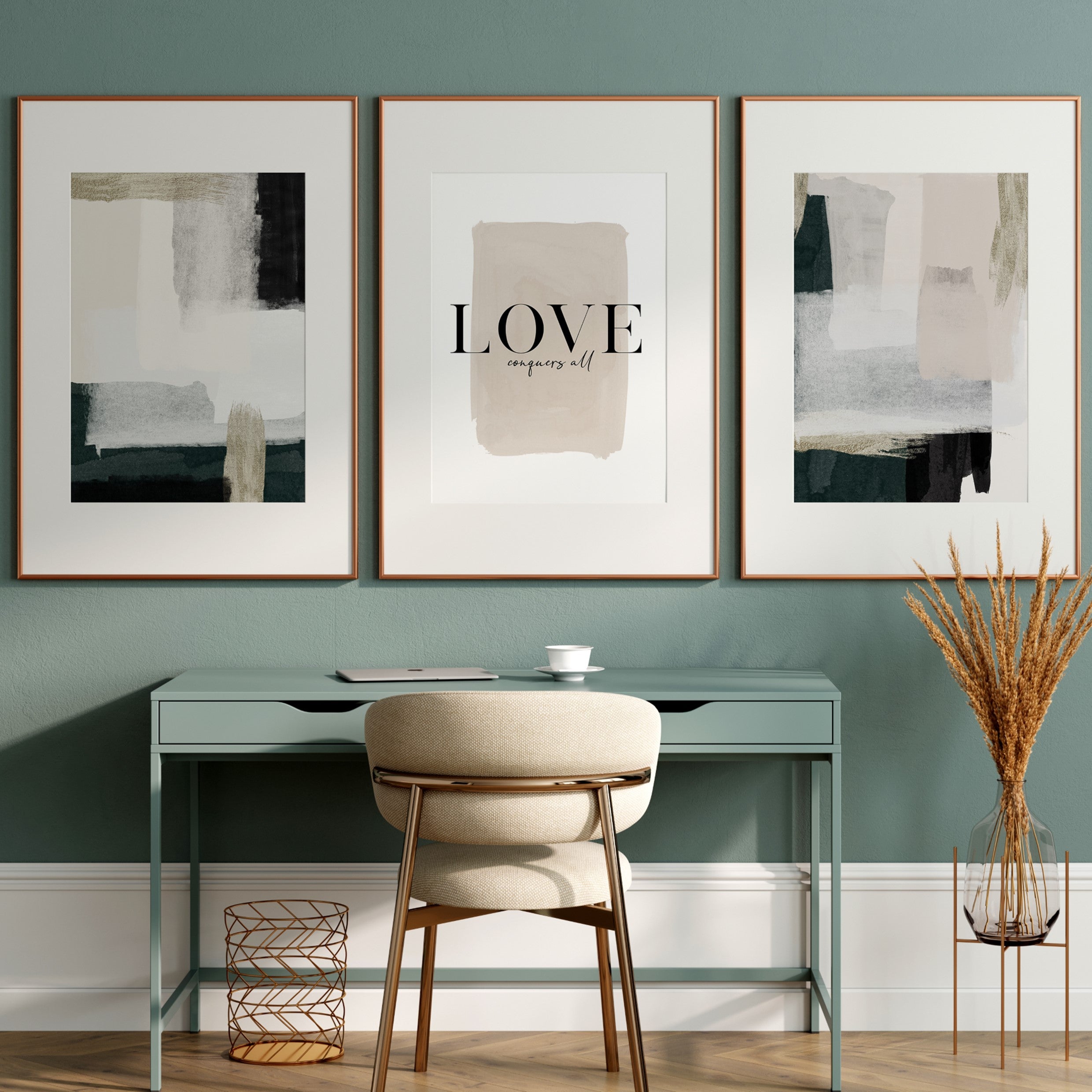 green abstract tones wall art