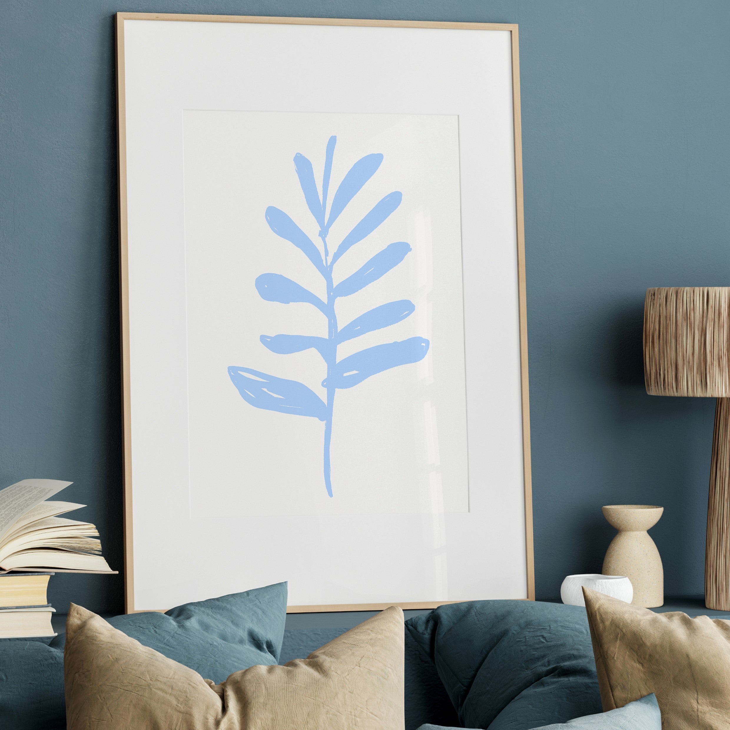 blue sketch leaves