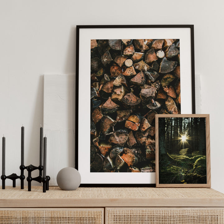 wood logs wall art