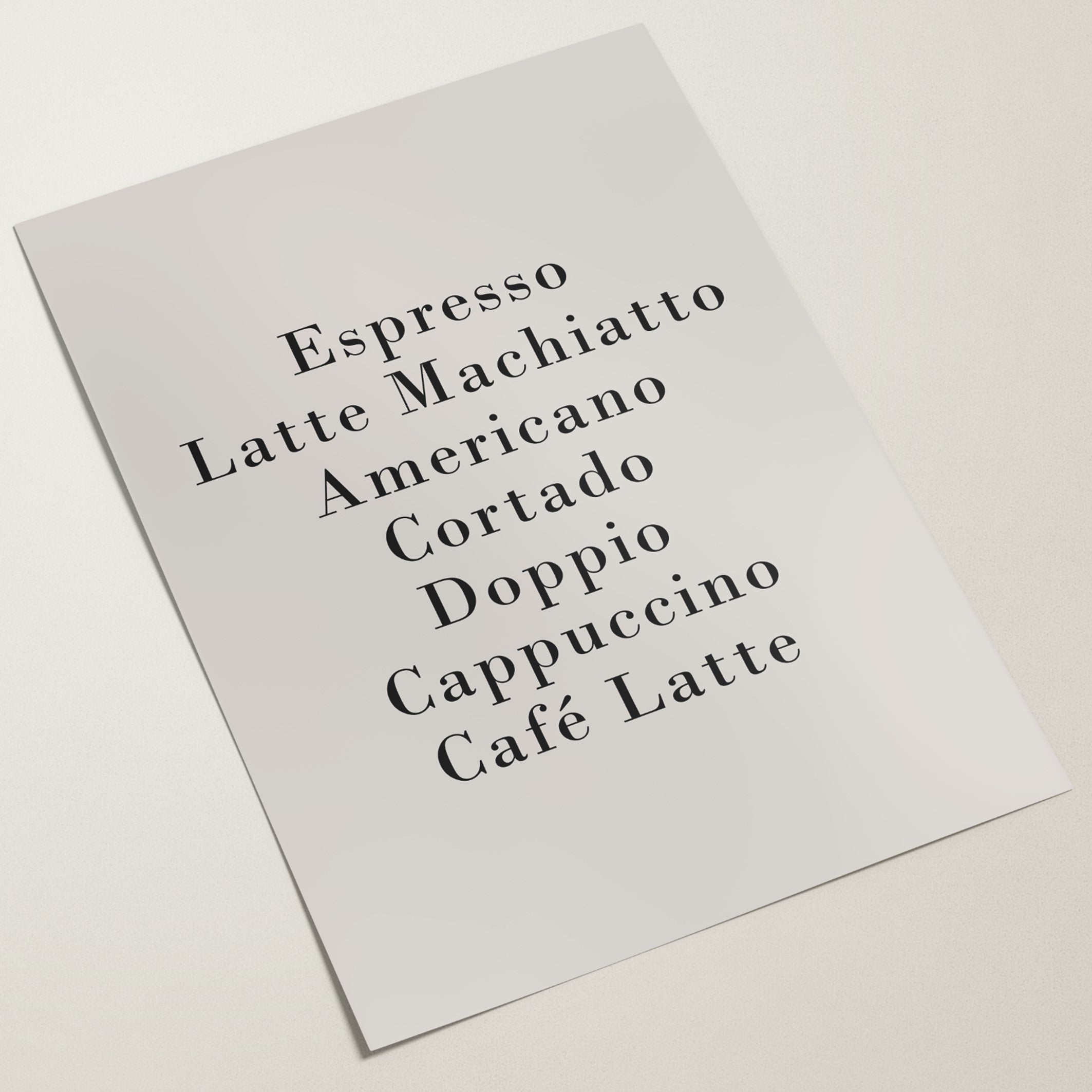 coffee list poster