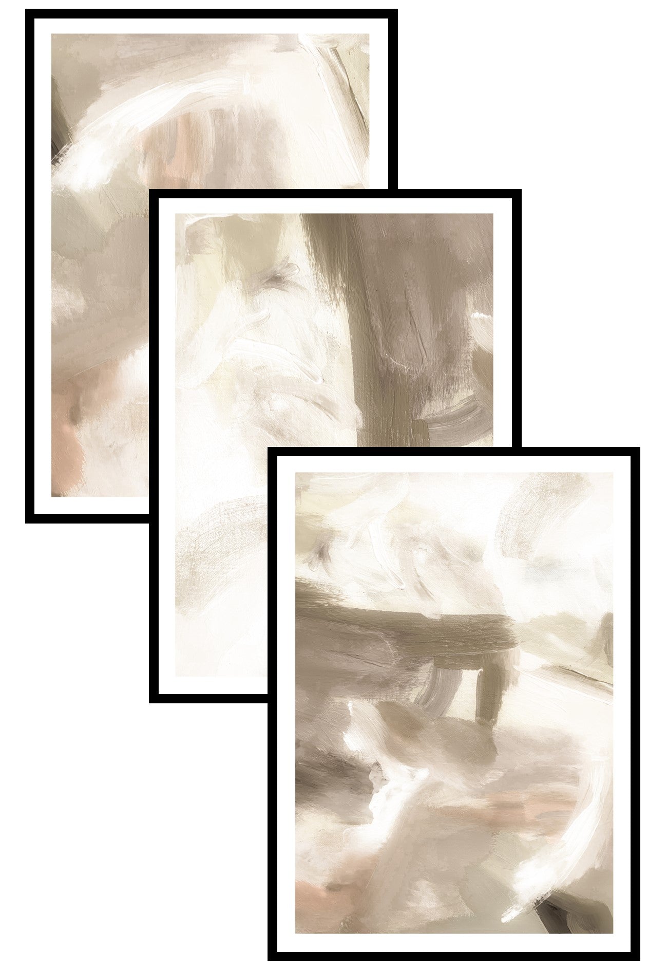 beige brush strokes poster set