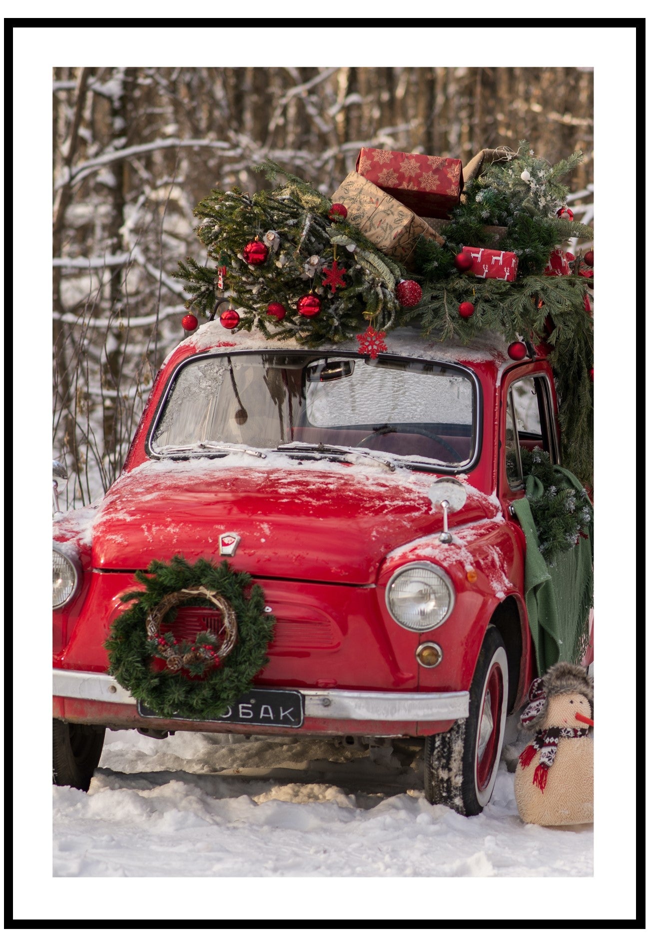 christmas car wall poster