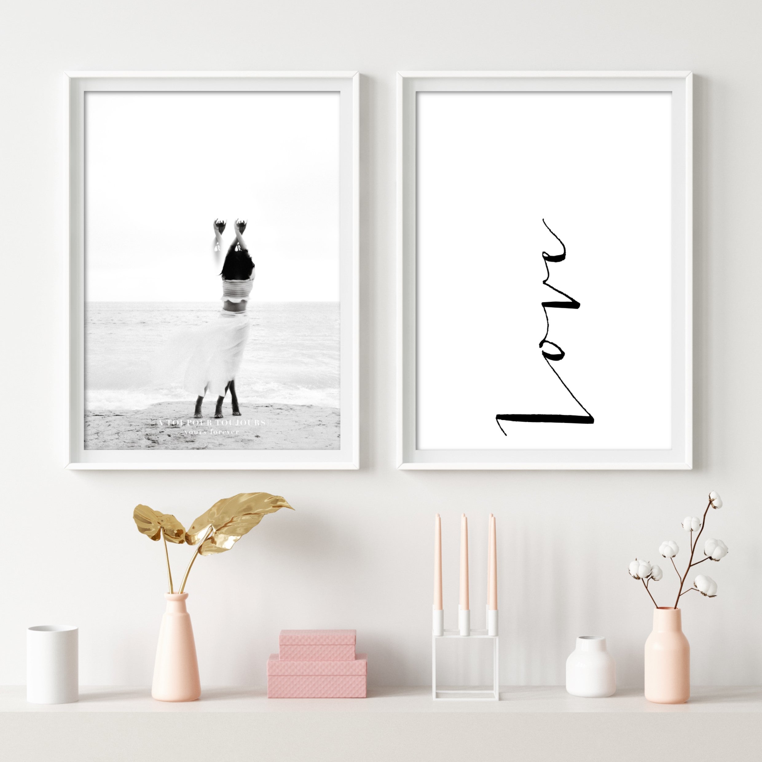 love posters in white frames