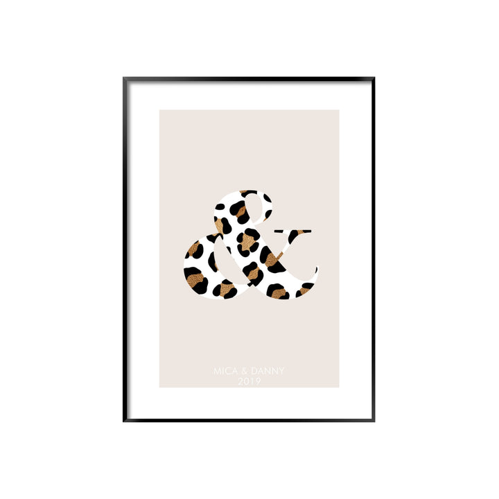 Print poster wall art personalised leopard print alphabet