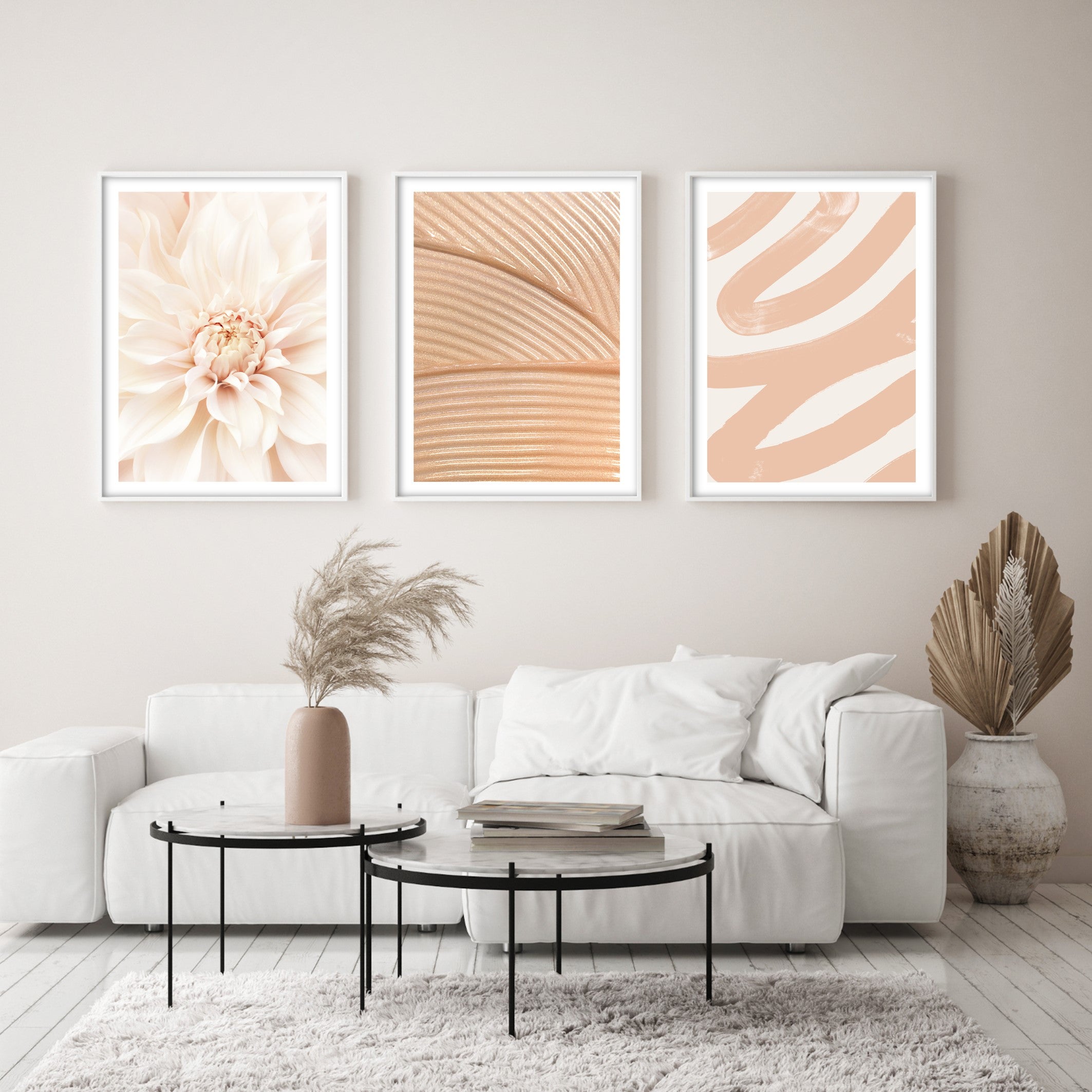 peach shimmer wall art