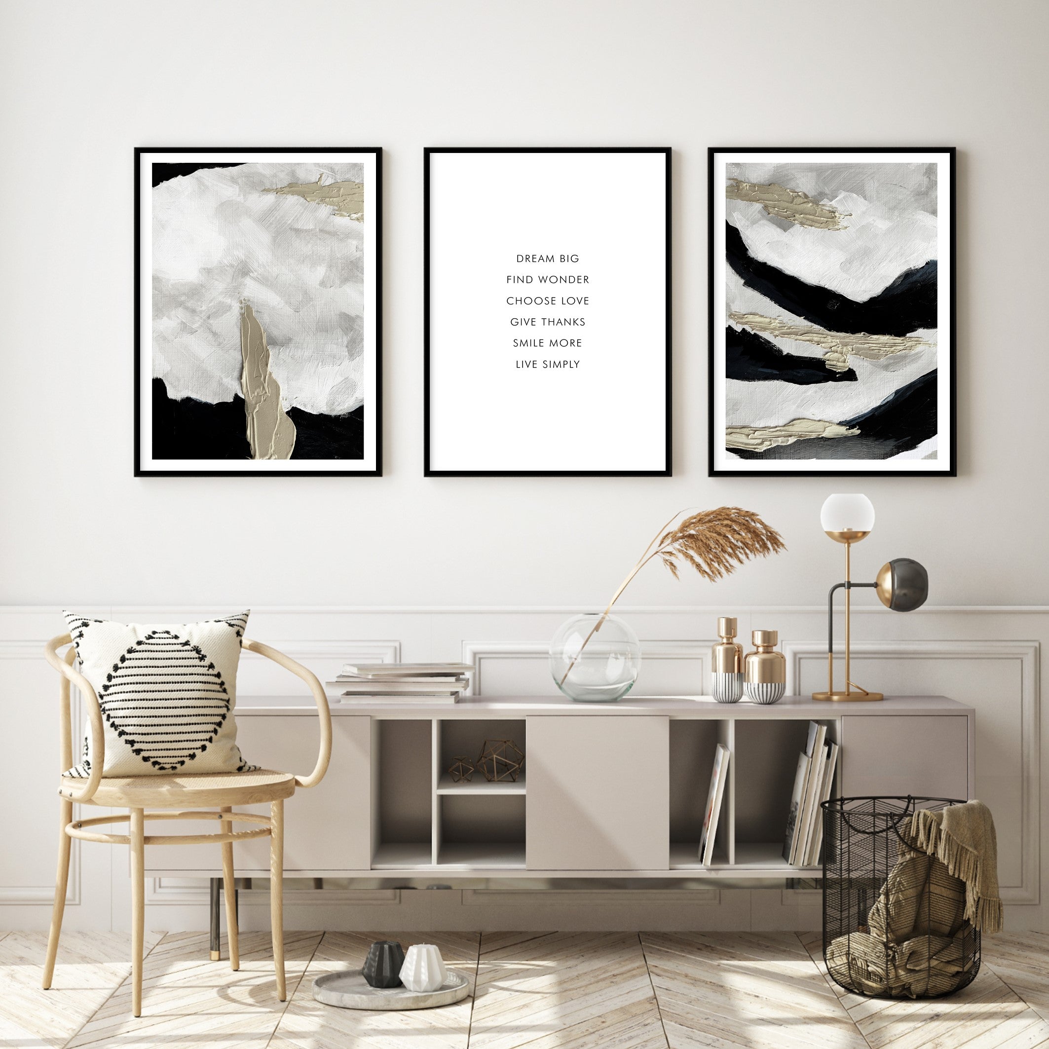 find wonder affirmations poster in luxury neutral home