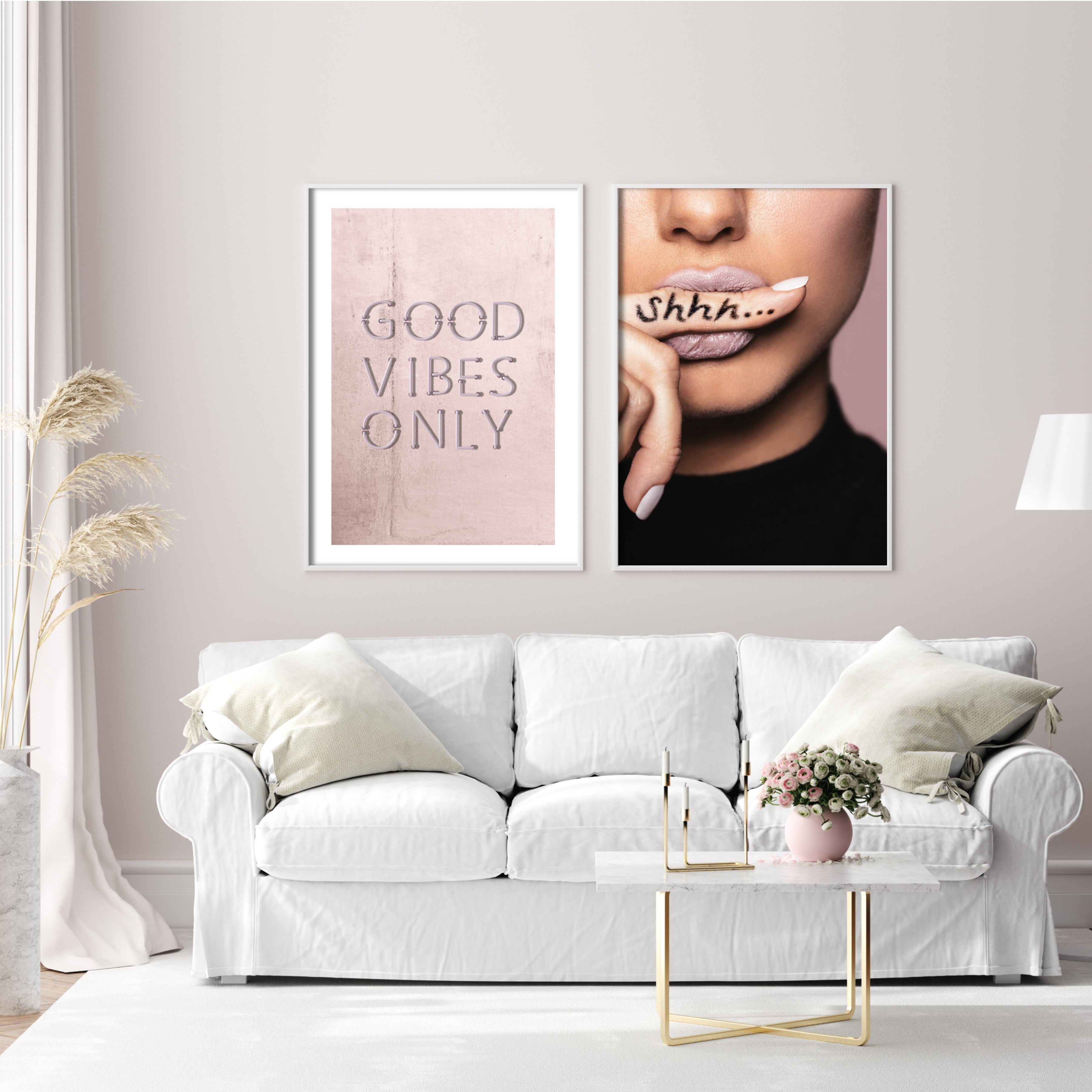 Print poster wall art good vibes only neon