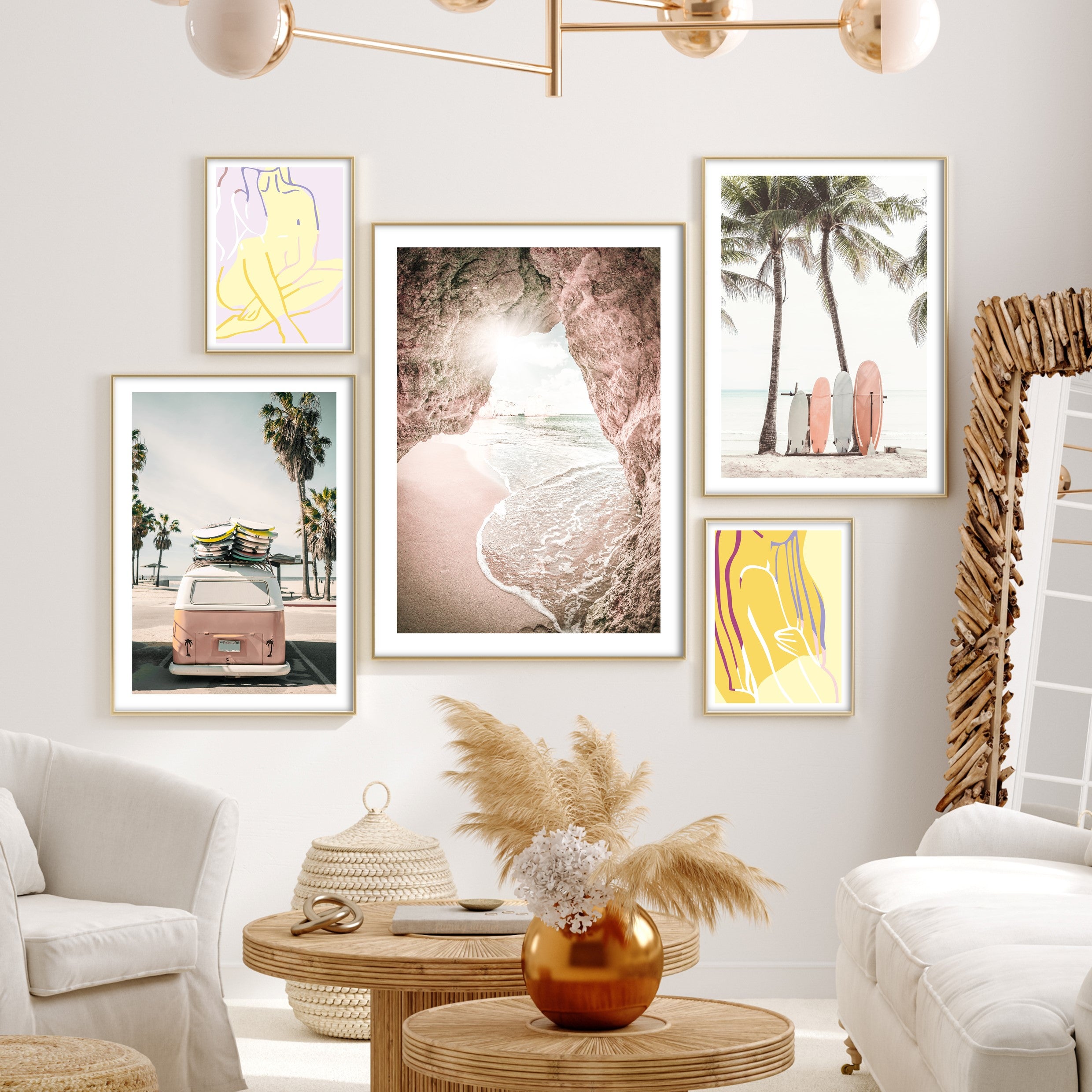 colourful summer inspired gallery wall