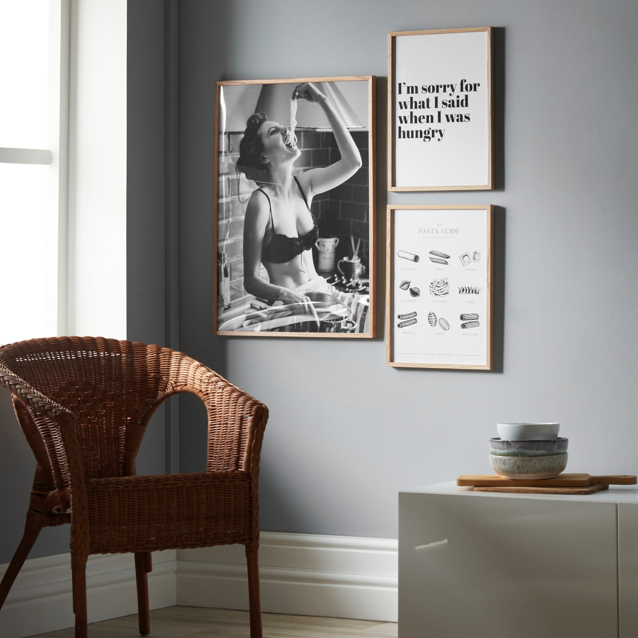 joy poster in scandi kitchen