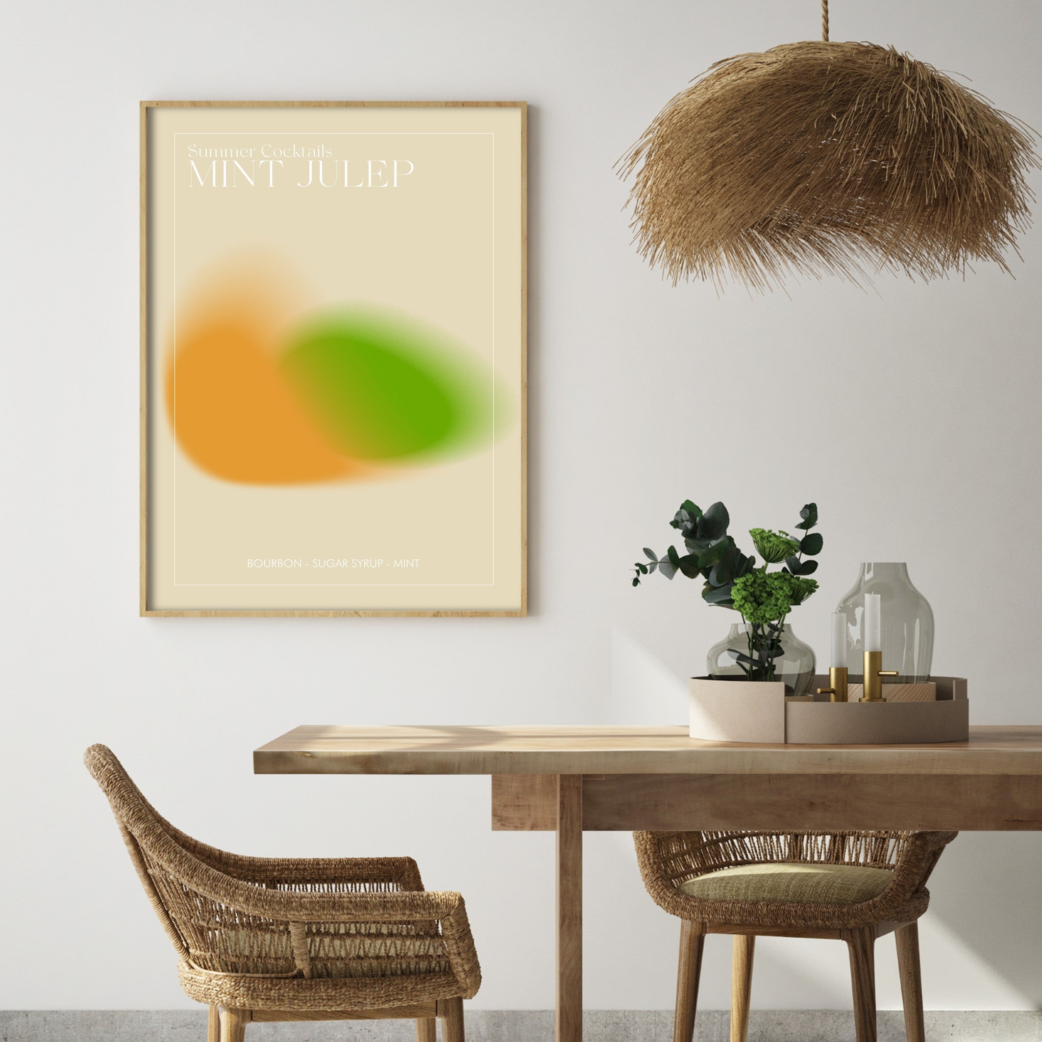 mint julep illustration cocktail print poster