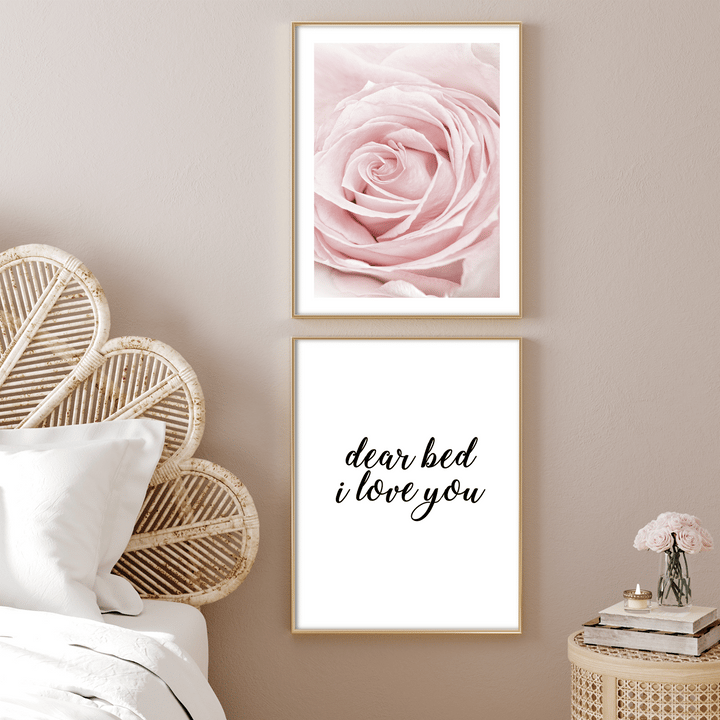 dear bed i love you wall art in boho bedroom