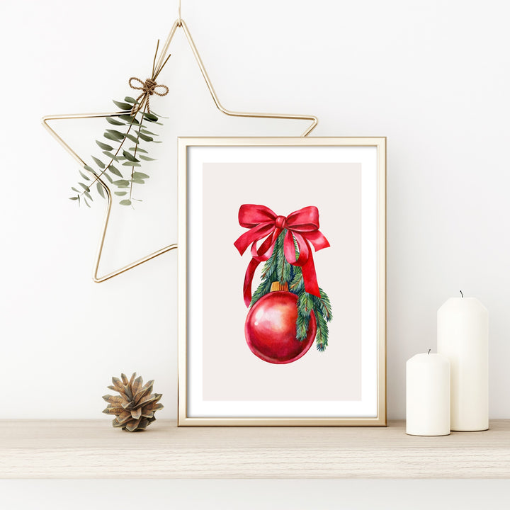 christmas bauble wall art in festive home