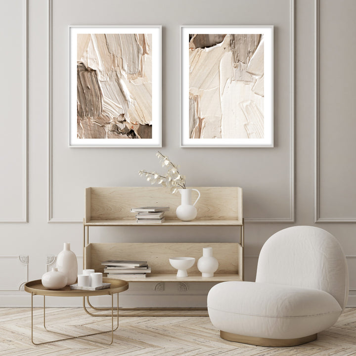 luxury neutral wall art in modern living room