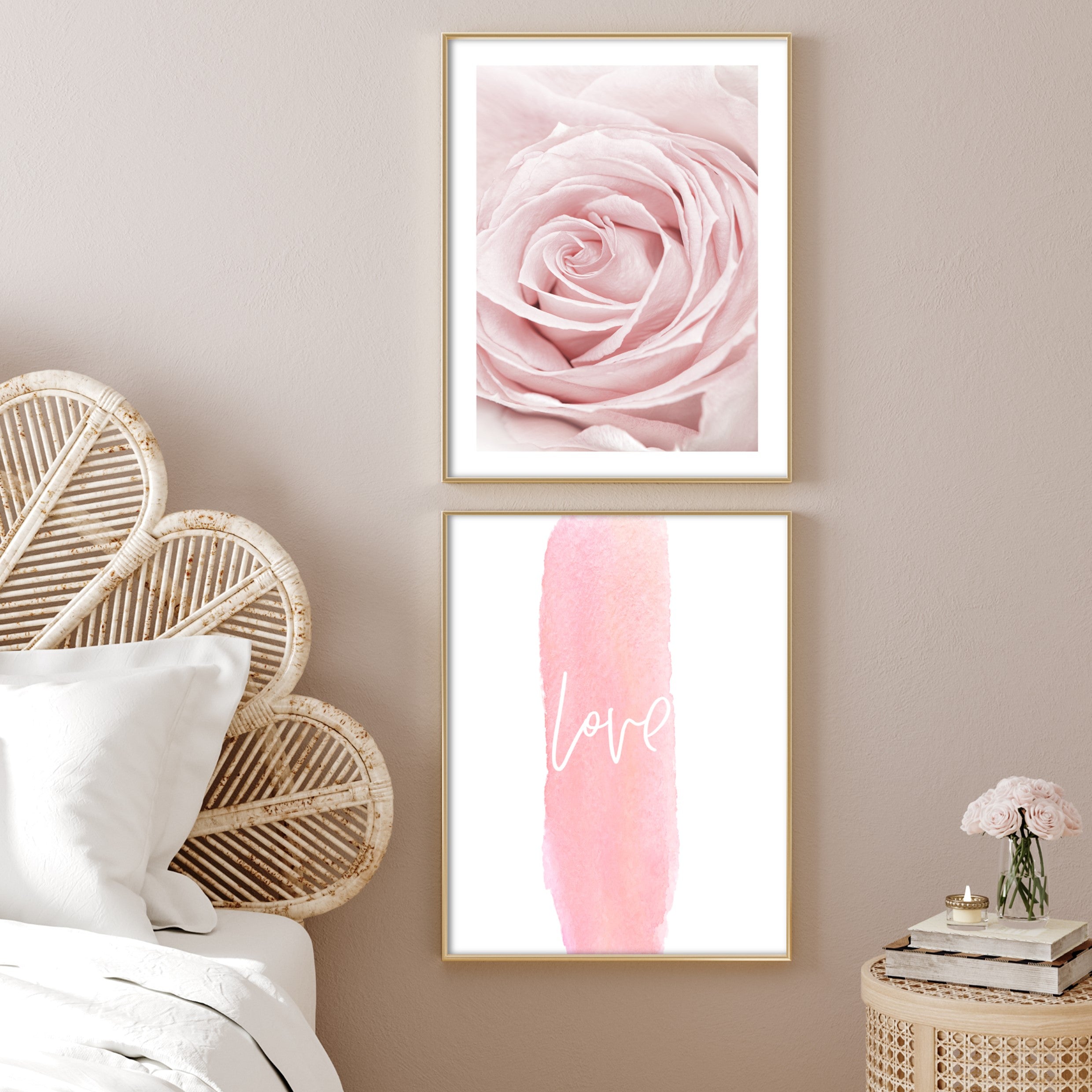 pink love in boho bedroom