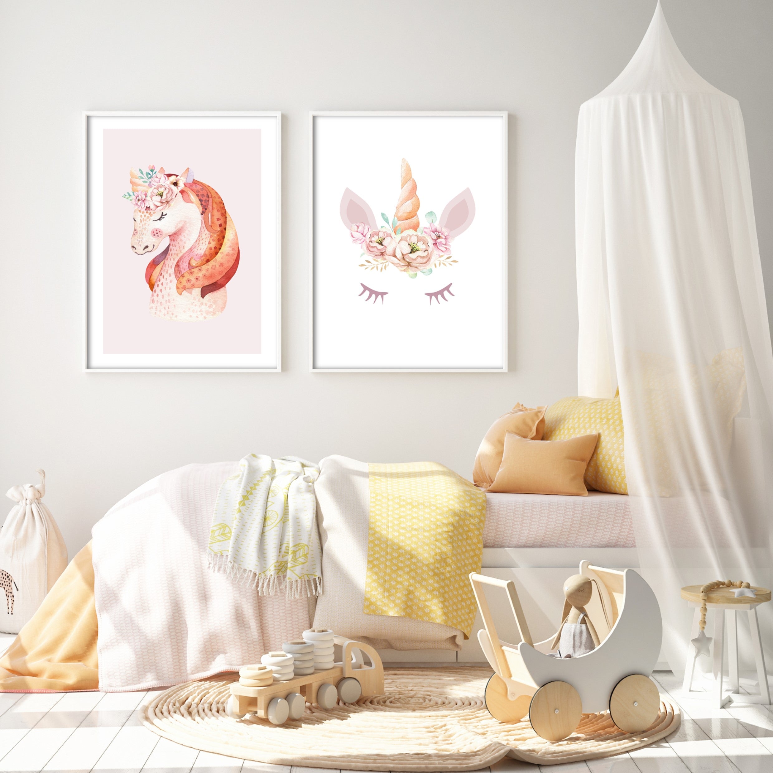 unicorn inspired wall prints for kids bedroom