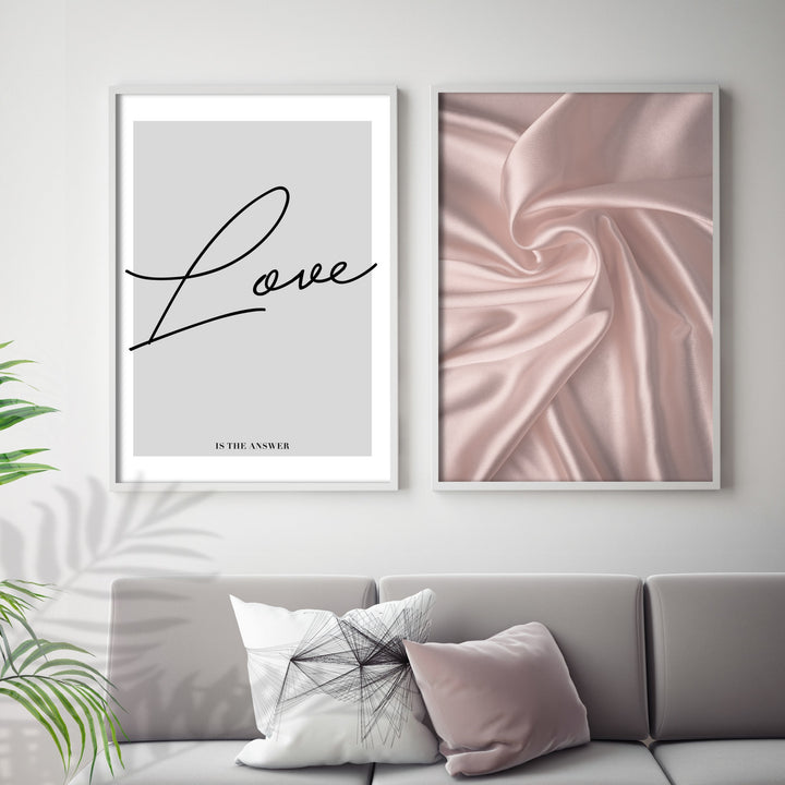 love is answer poster in white wood frame