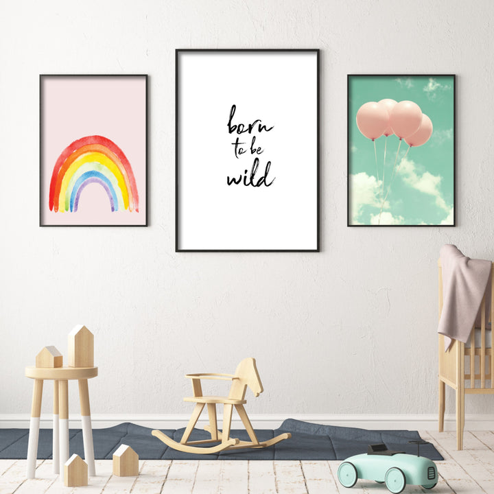 colourful wall art in a kids play room