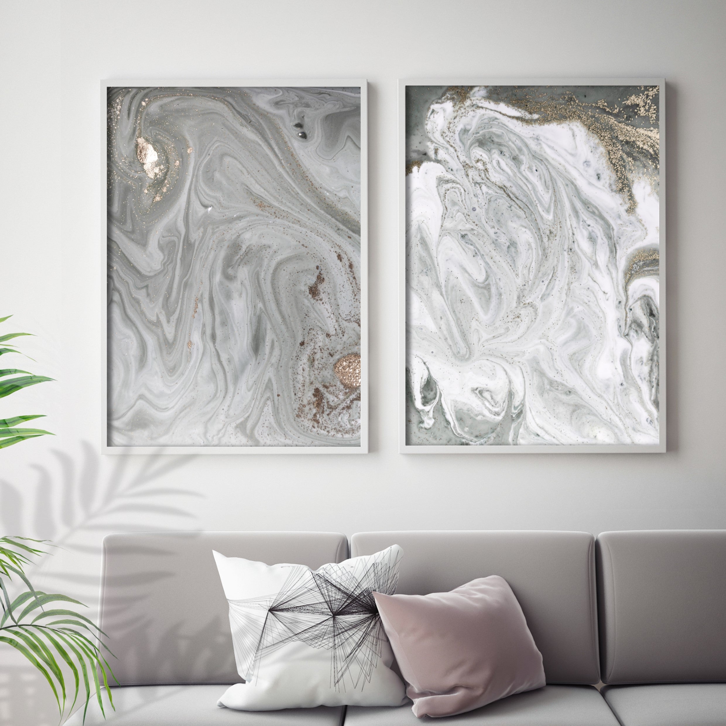 luxury grey and gold wall poster set