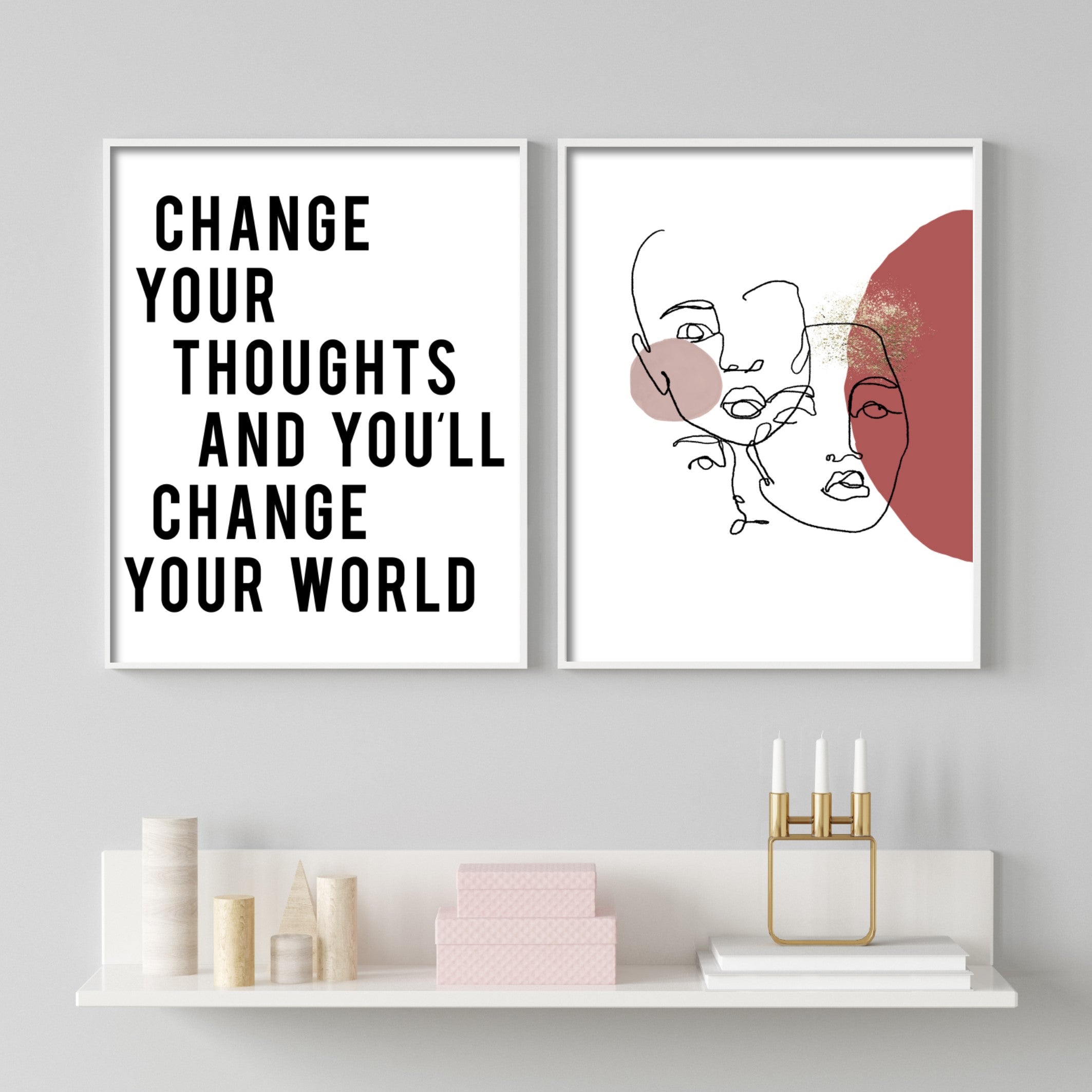 Print poster wall art change your thoughts and youll change your world