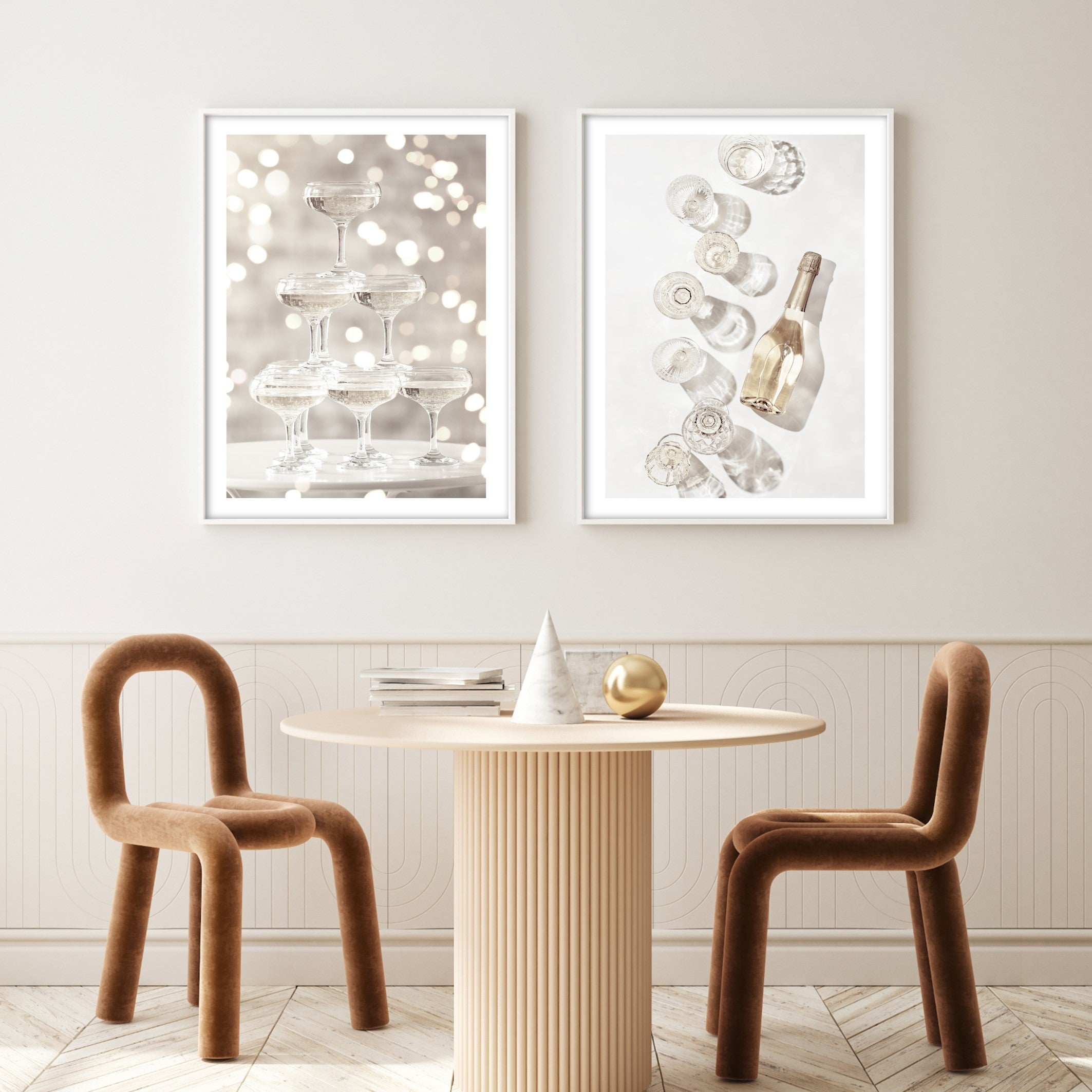 golden champagne tower poster