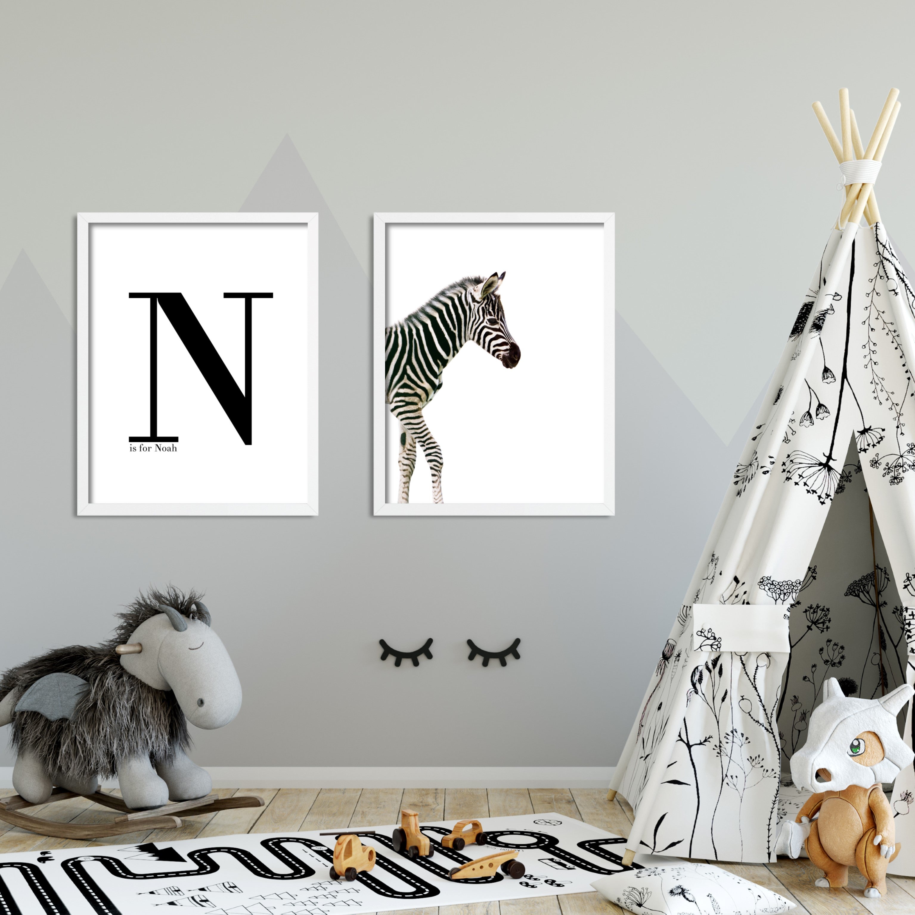 cute zebra wildlife wall art