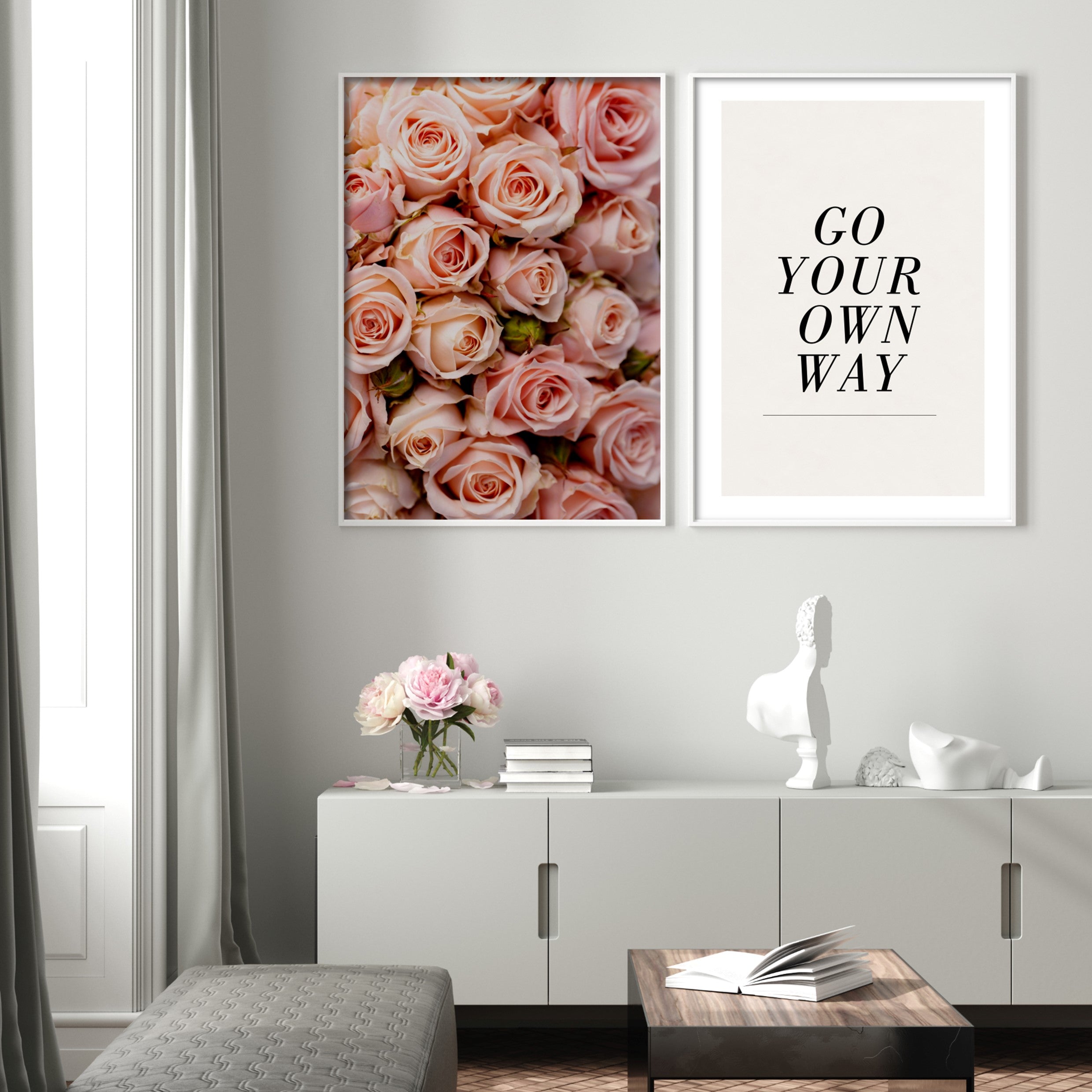 Print poster wall art blush roses