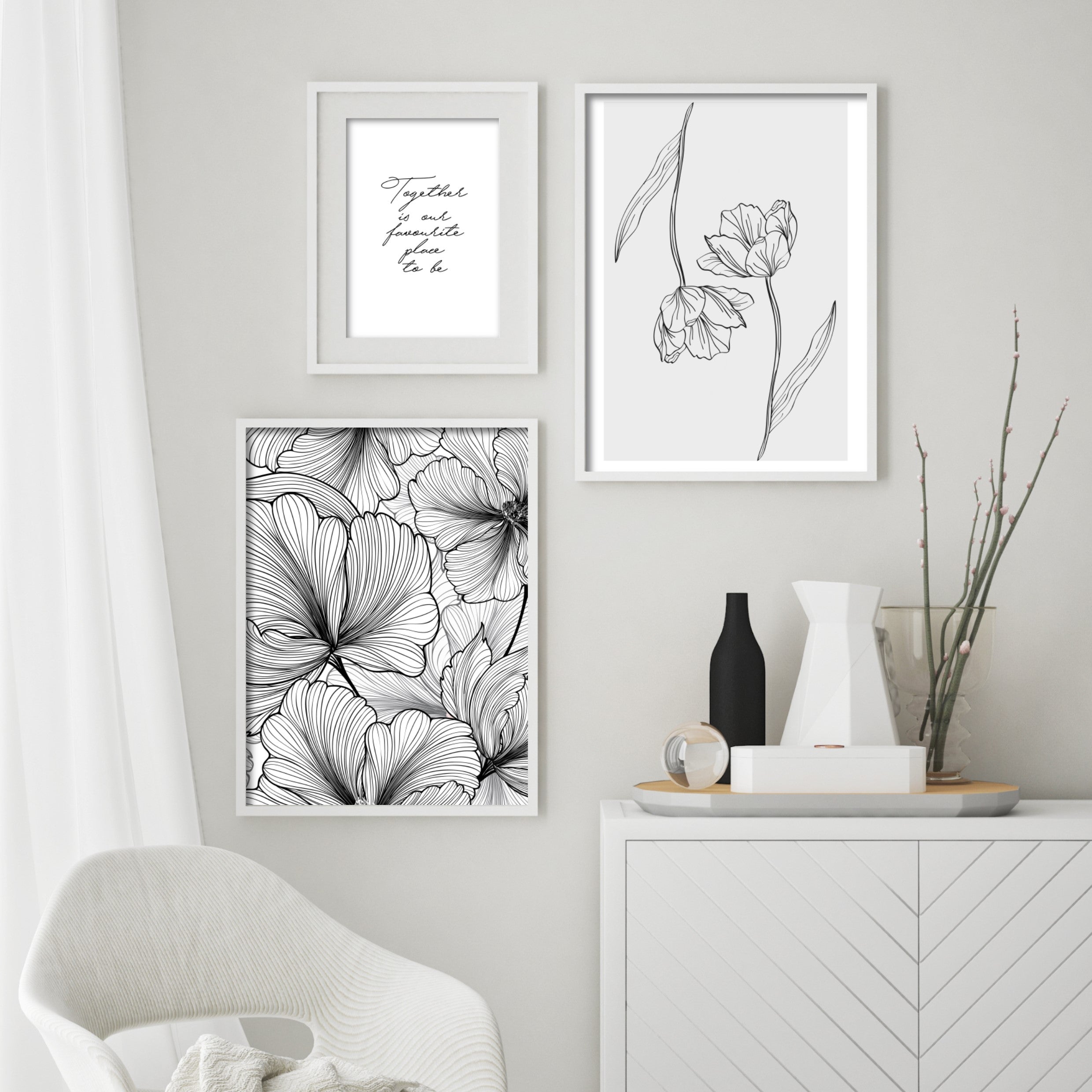 Print poster wall art flower lines