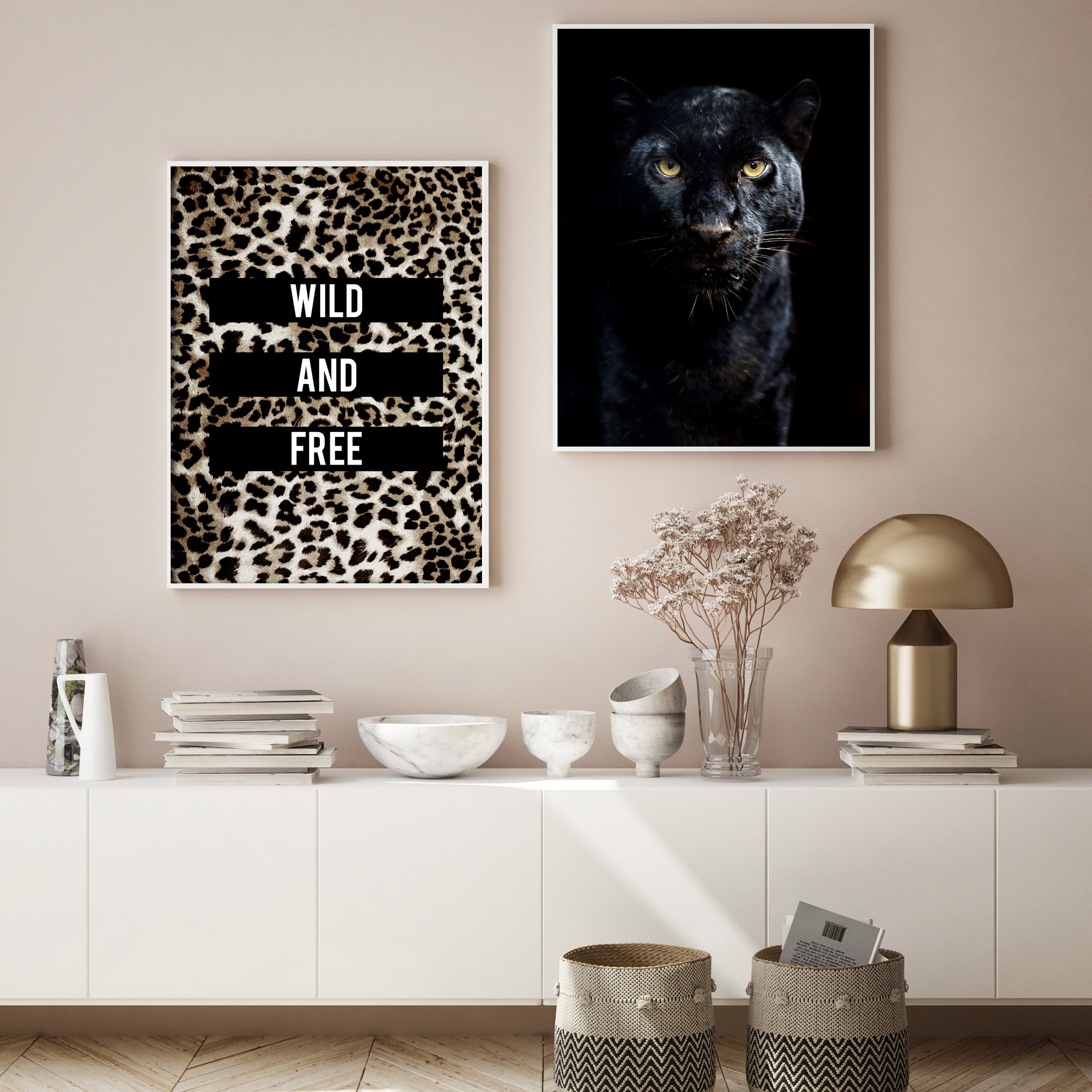 panther print poster wall art