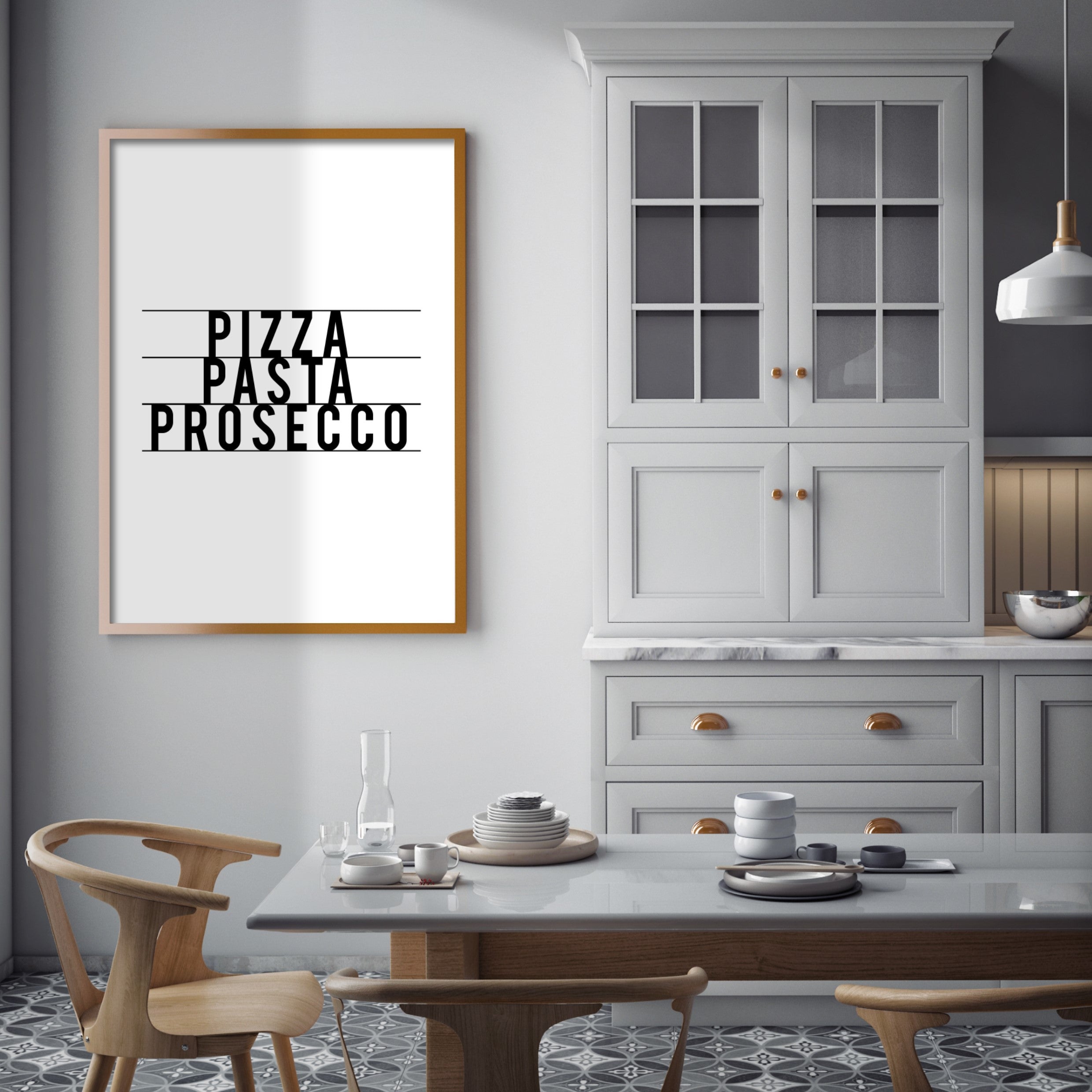 Print poster wall art pizza pasta prosecco