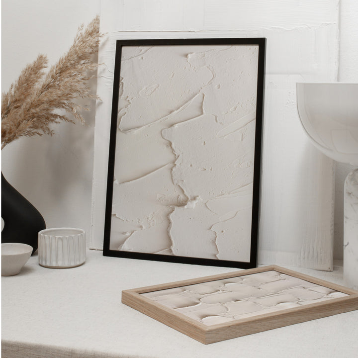 beige plaster wall art