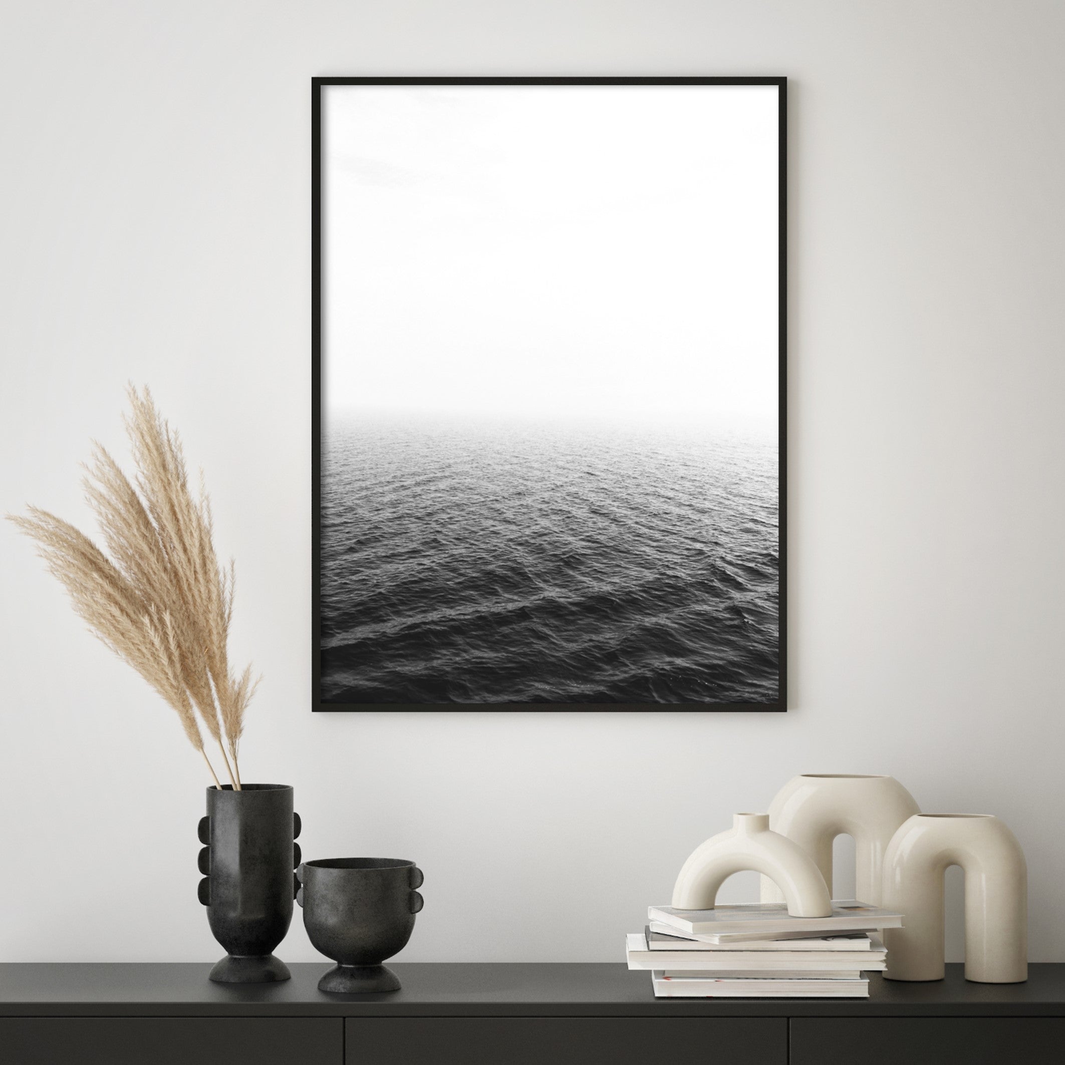 ocean mist wall art in scandi style living room