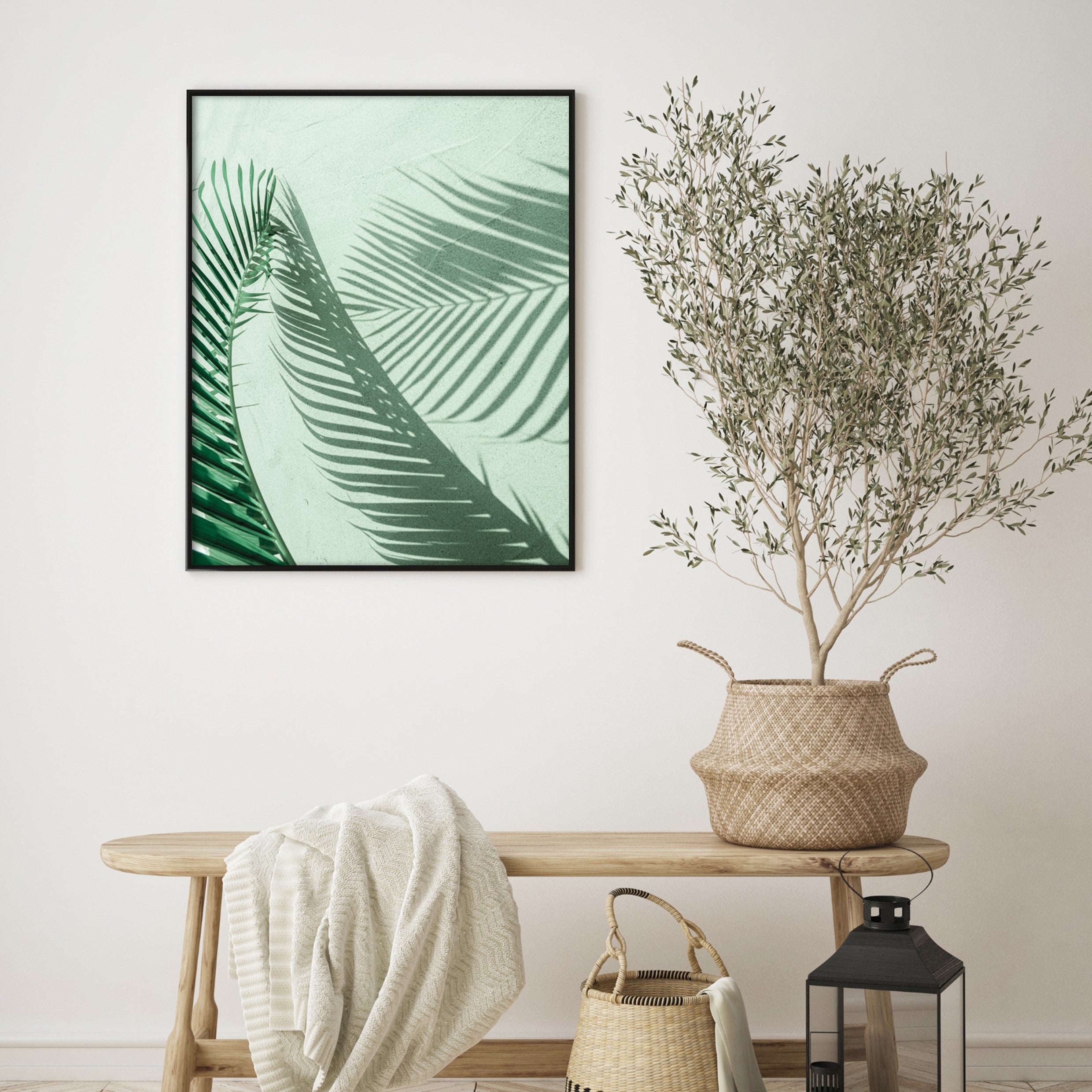 green palm shadows wall art