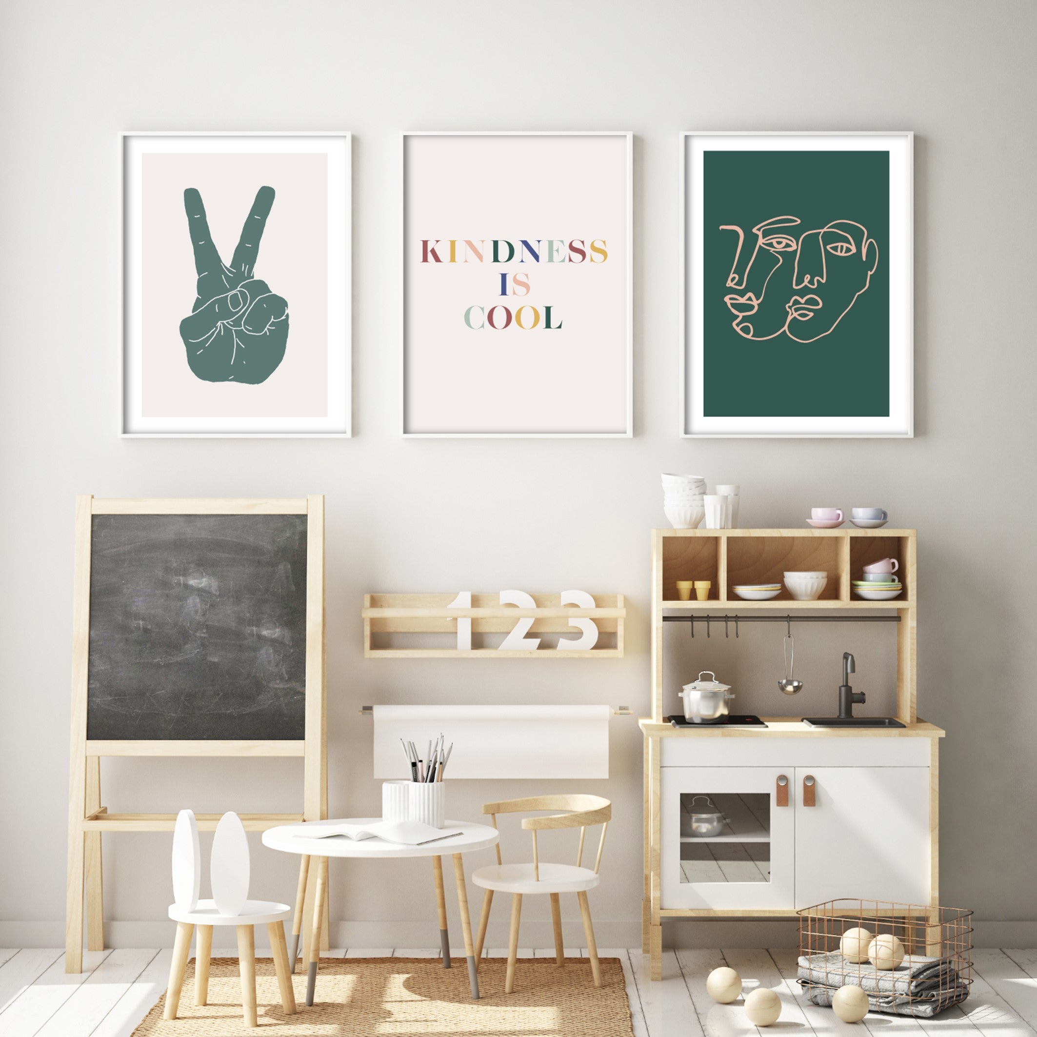 Kids Illustration Pecae sign poster in kids play room