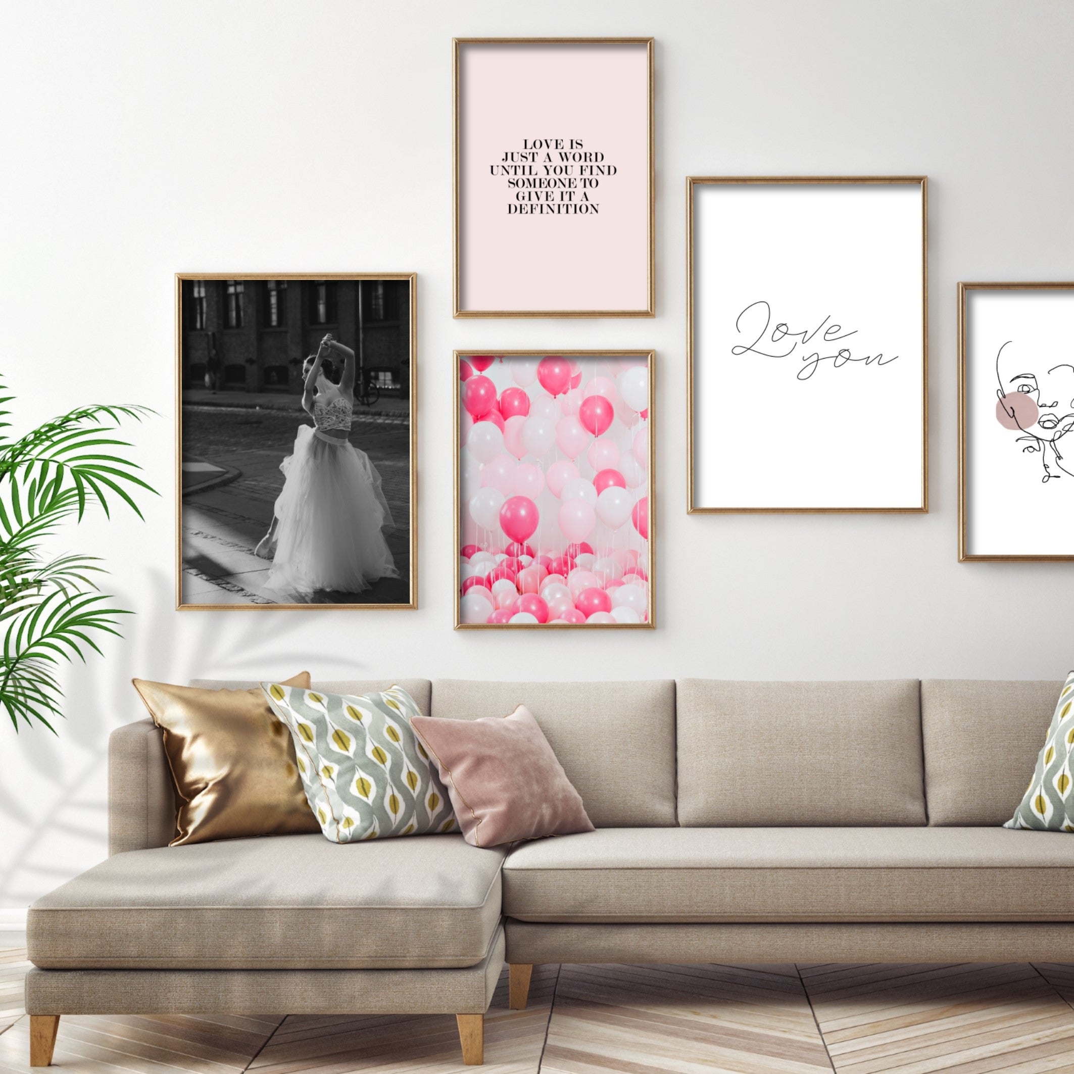 Print poster wall art pink balloons