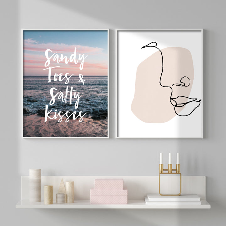 Print poster wall art sandy toes salty kisses