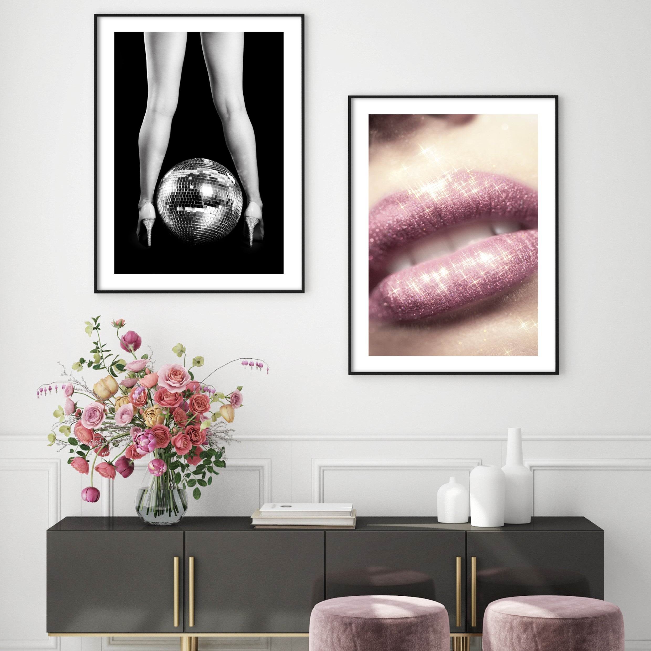 glitter lips print poster