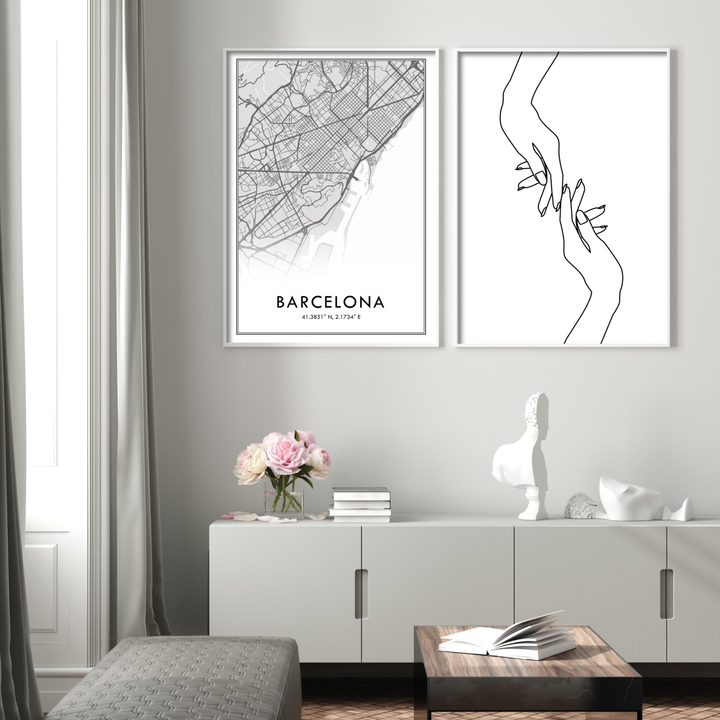 Print poster wall art barcelona map