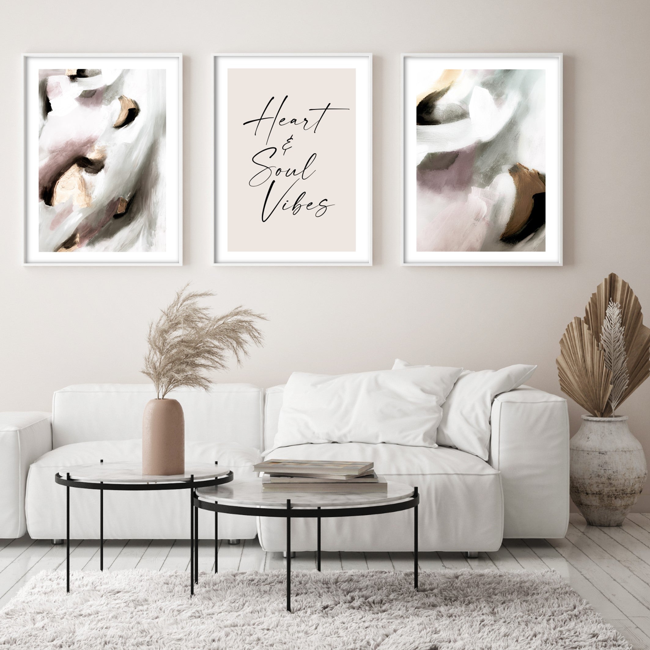 luxury fine art wall prints in neutal living room