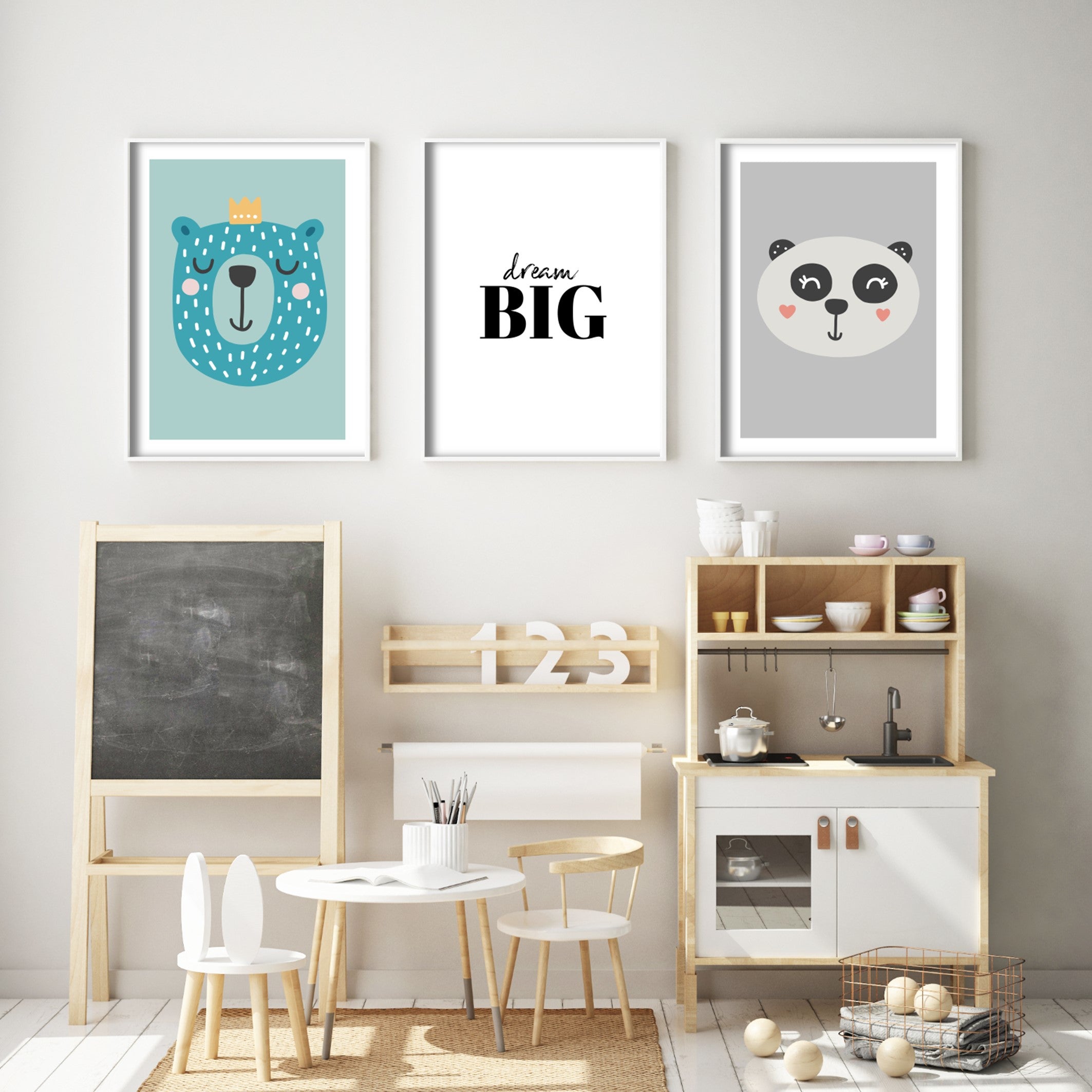 cute colourful bear print for kids play room