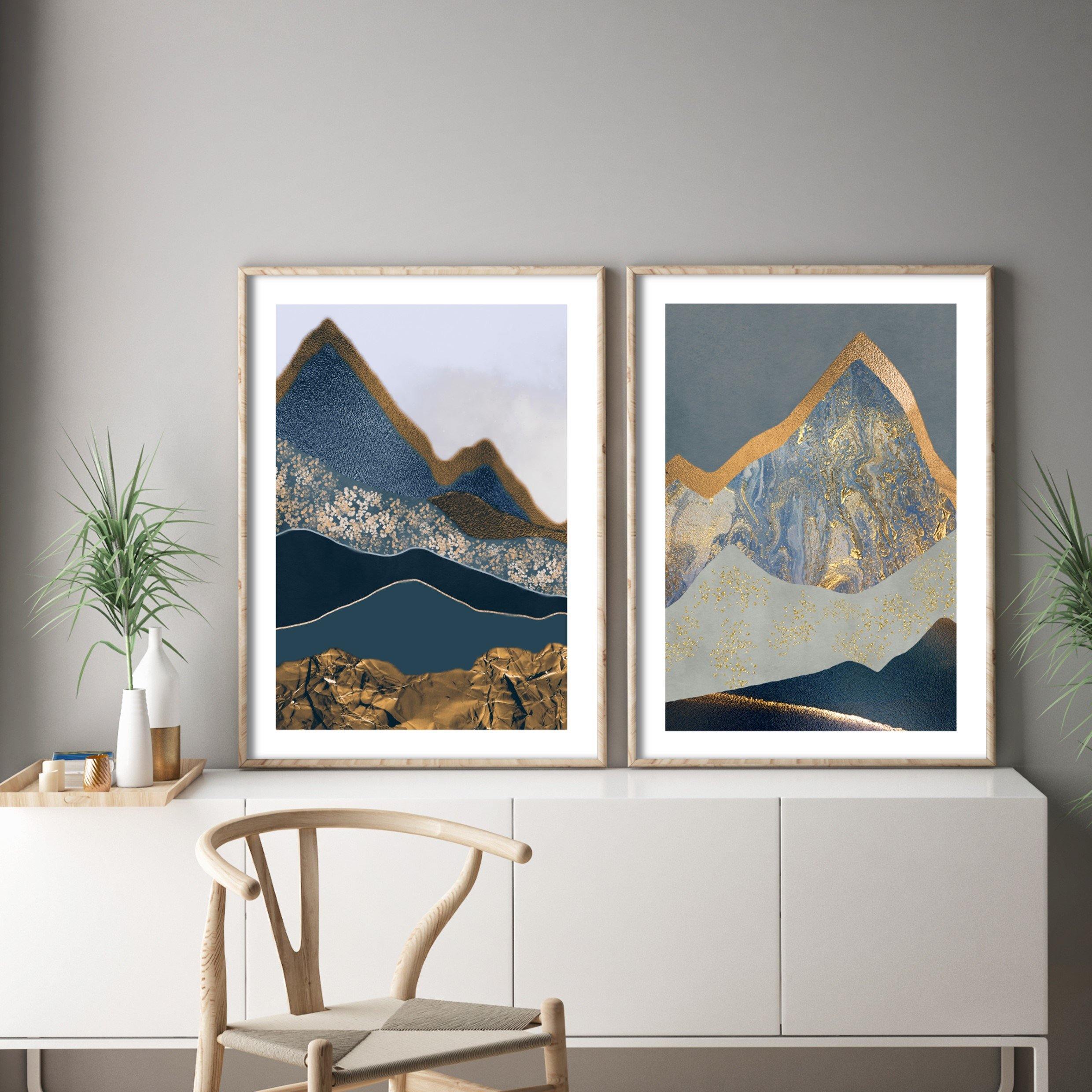 abstract mountain print poster