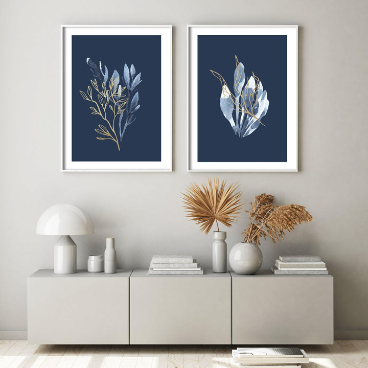 Print poster wall art blue and gold layers no 1