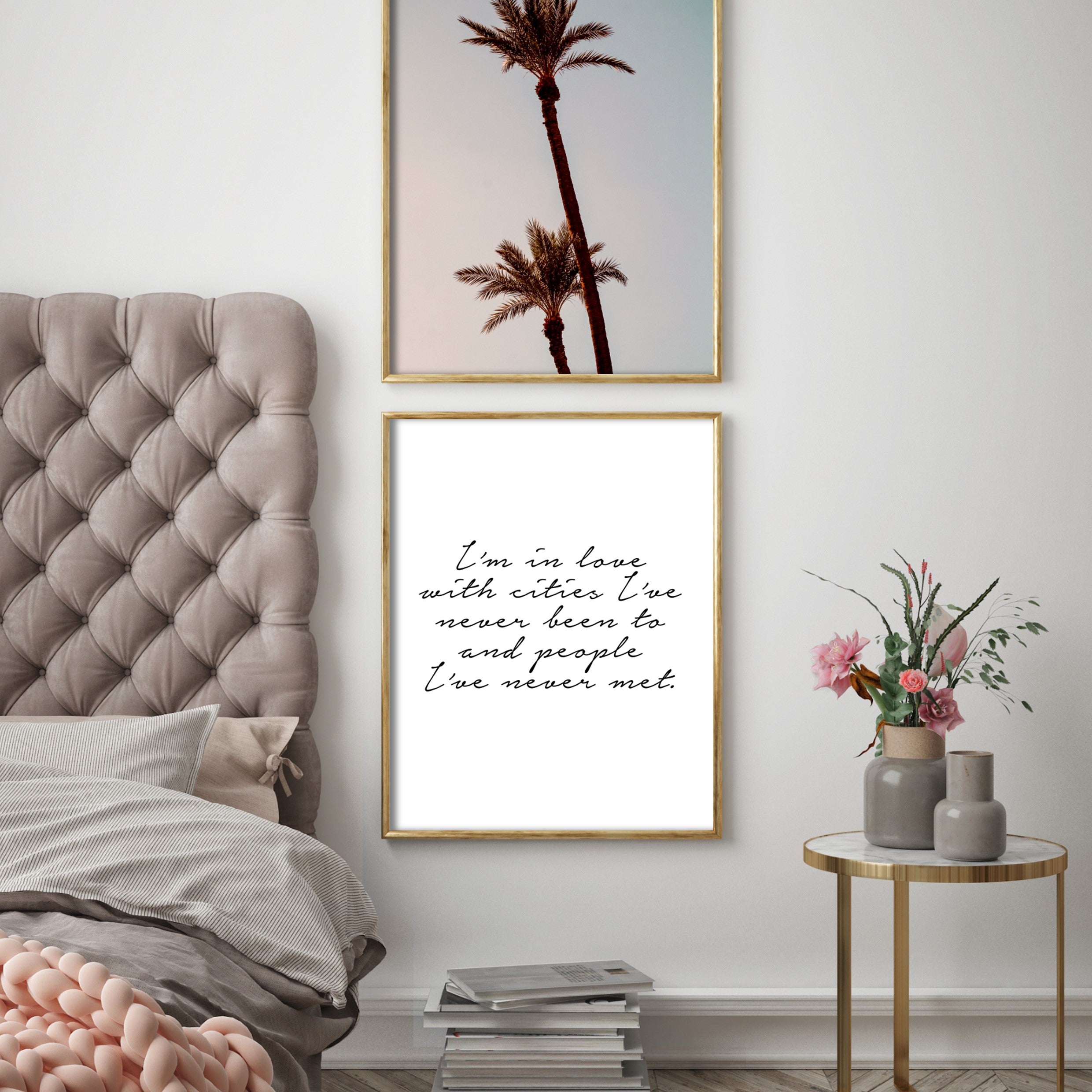 Print poster wall art sunset palms