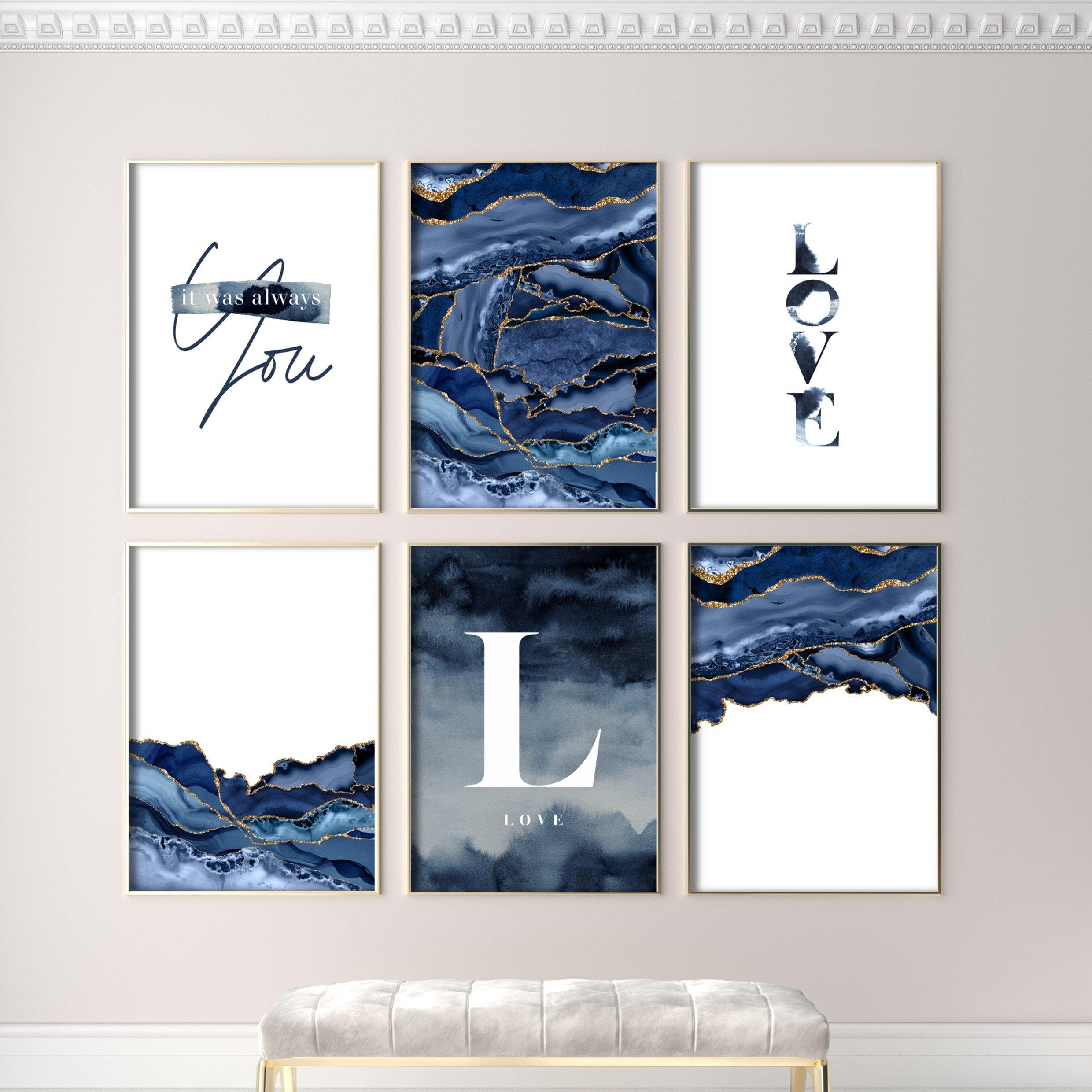 Print poster wall art blue agate no 3