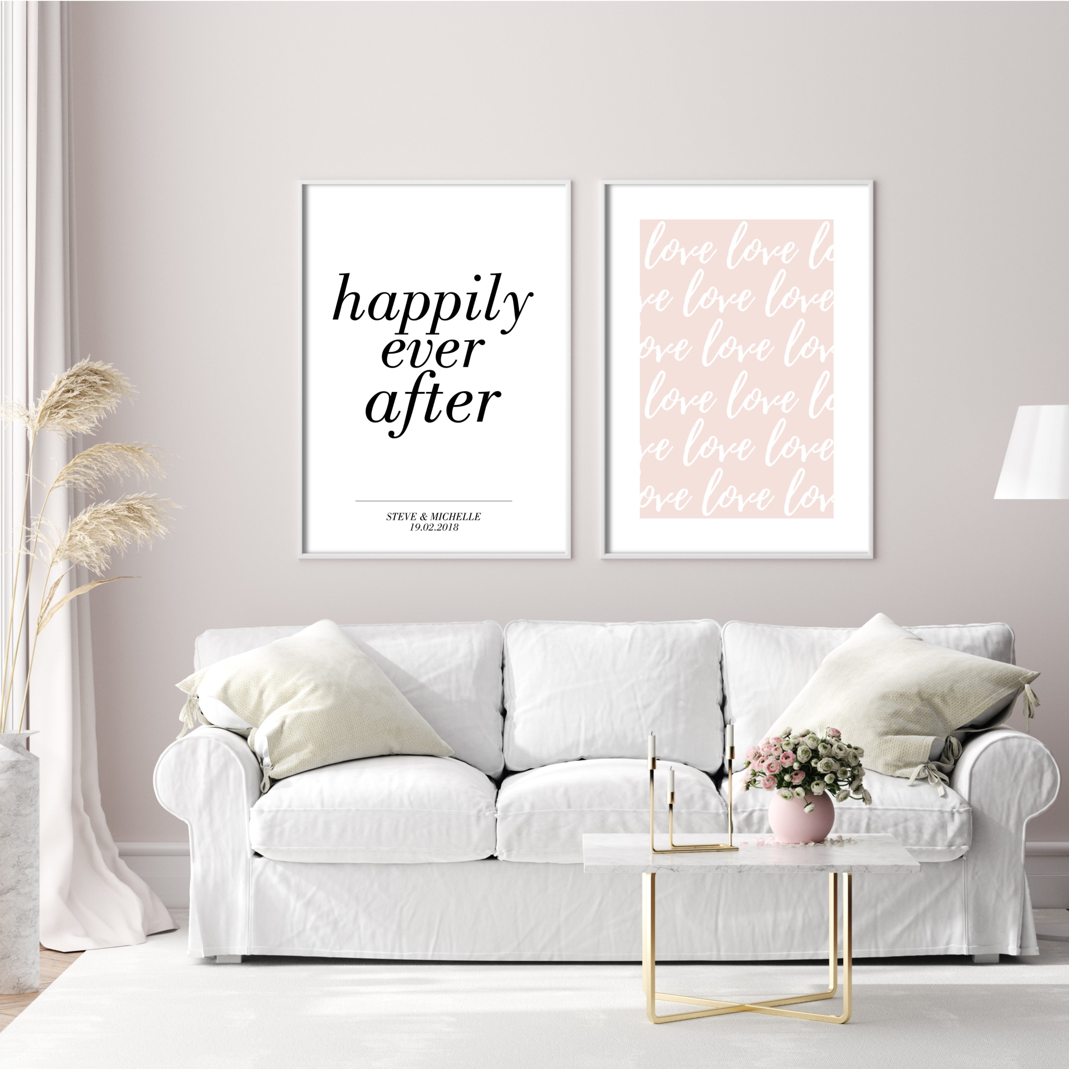 Print poster wall art personalised happily ever after