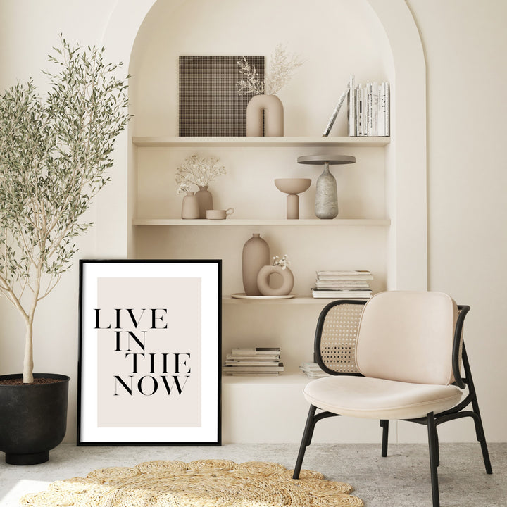 live in the now poster in boho home