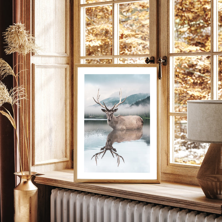 poster of  stag in a lake 