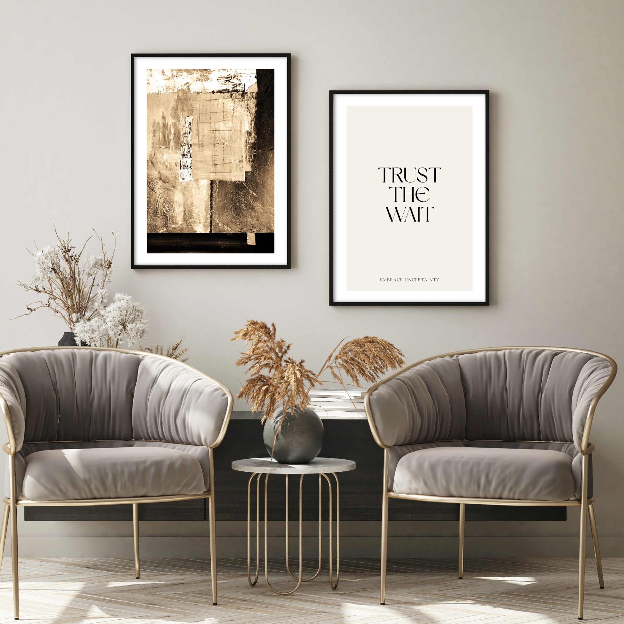 trust the wait wall poster in luxury home