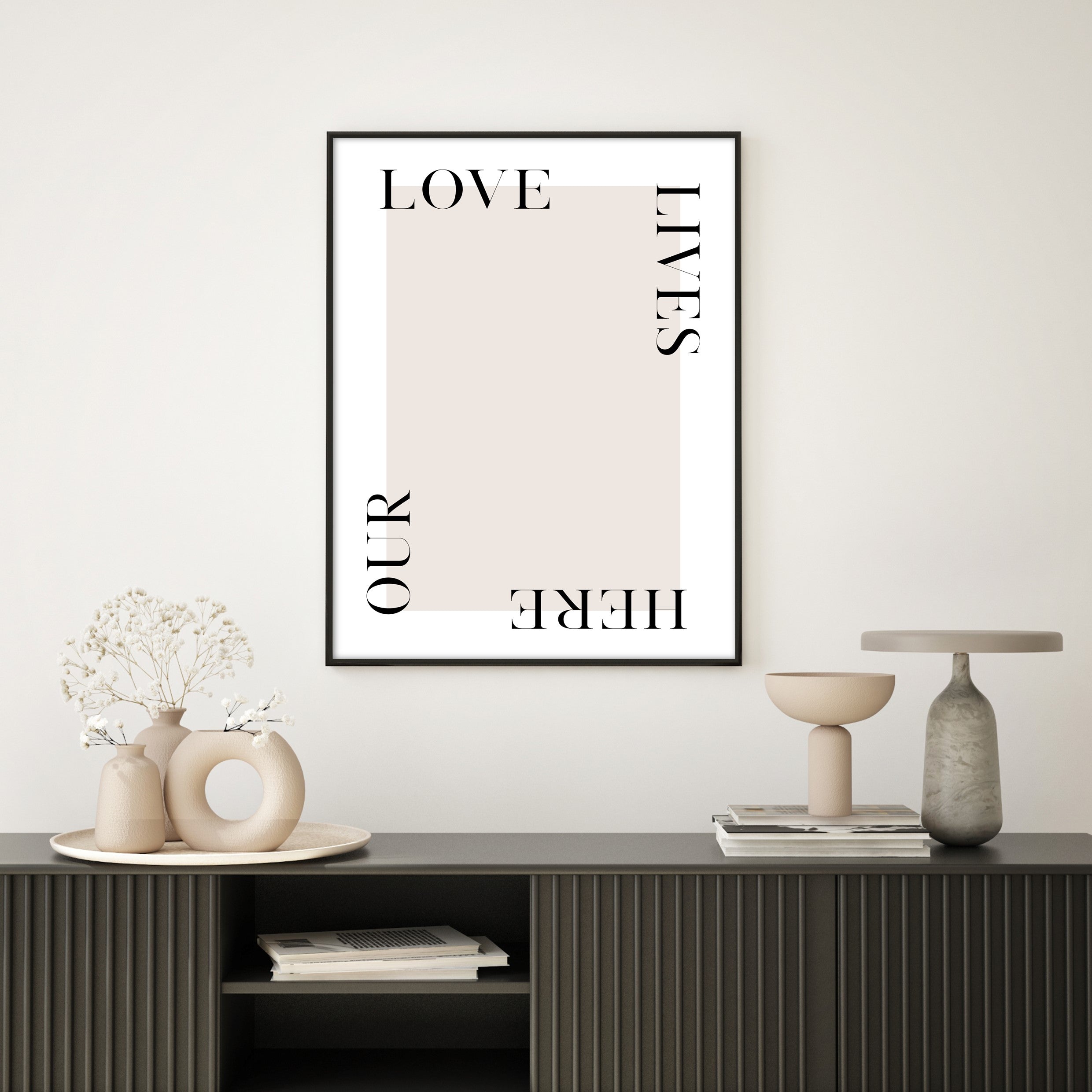 our love lives here wall art